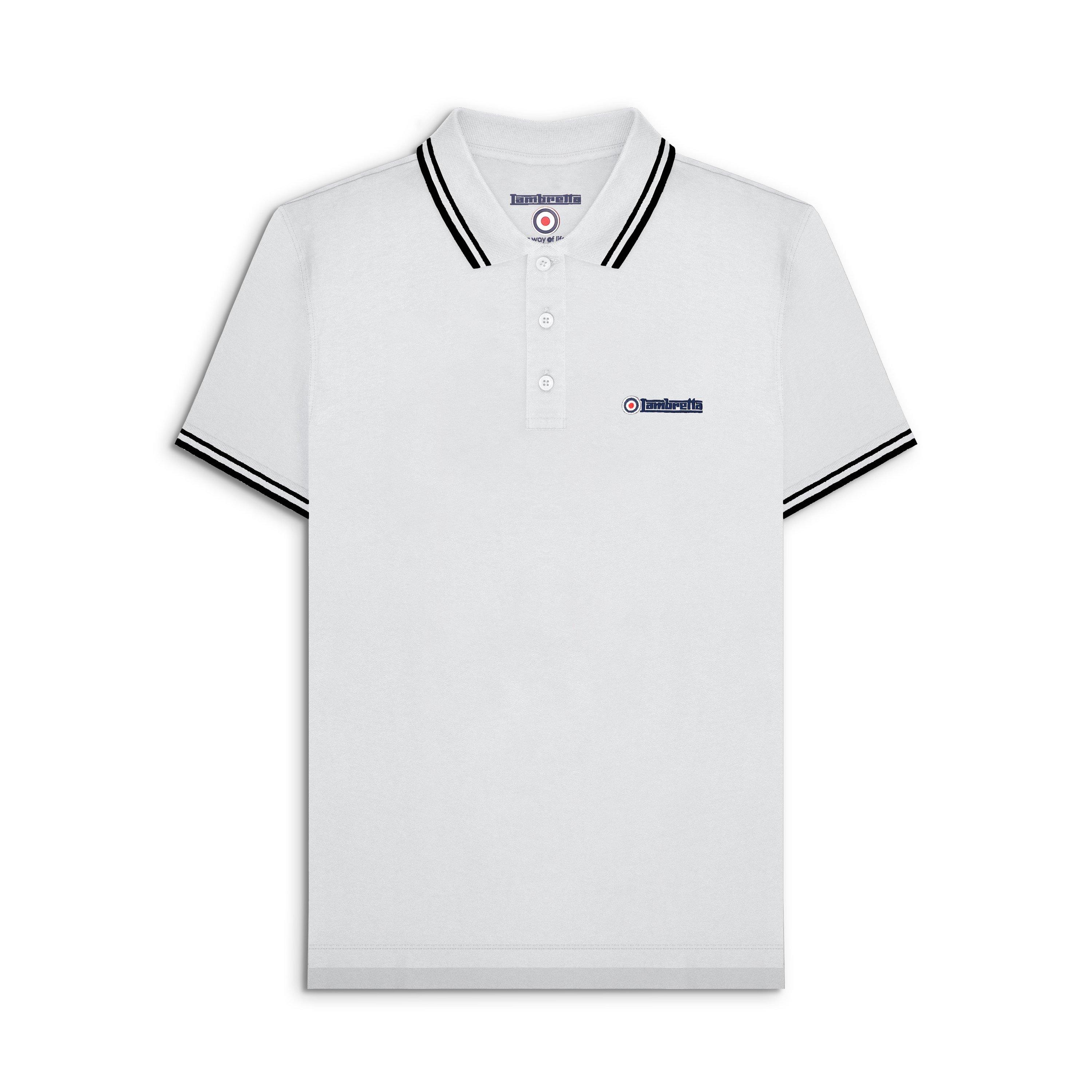 Lambretta Men's Twin Tipped Polo - White/Black - X Large