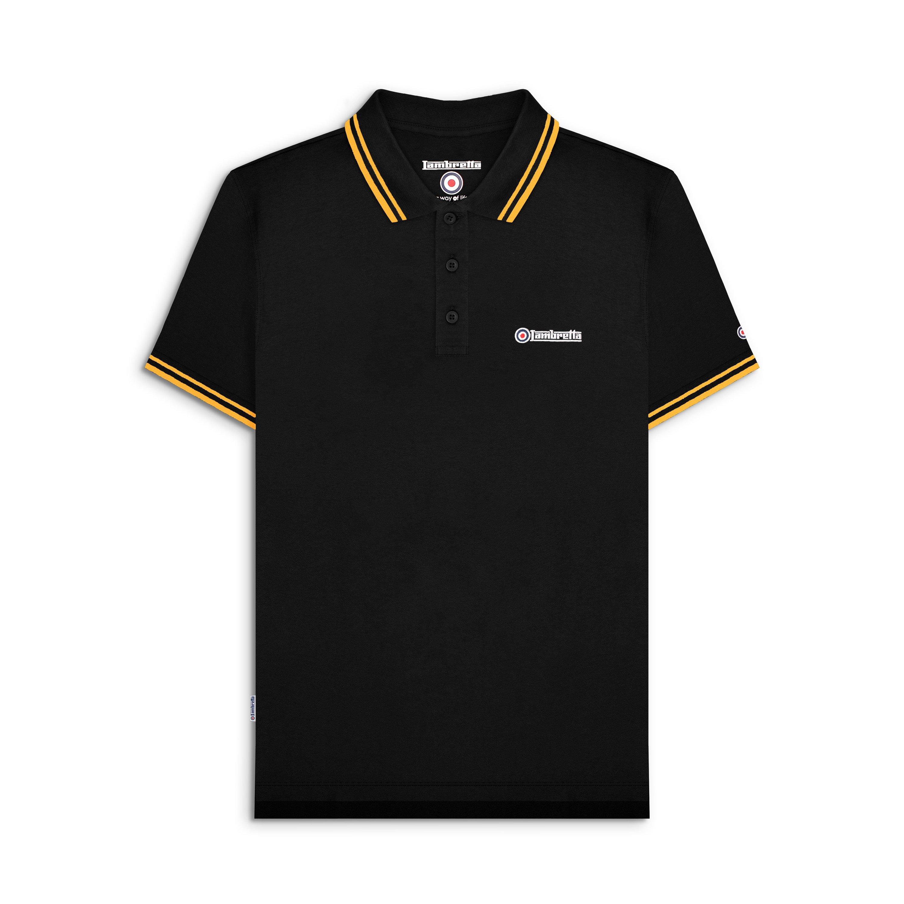 Lambretta Men's Twin Tipped Polo - Black/Gold - X Large