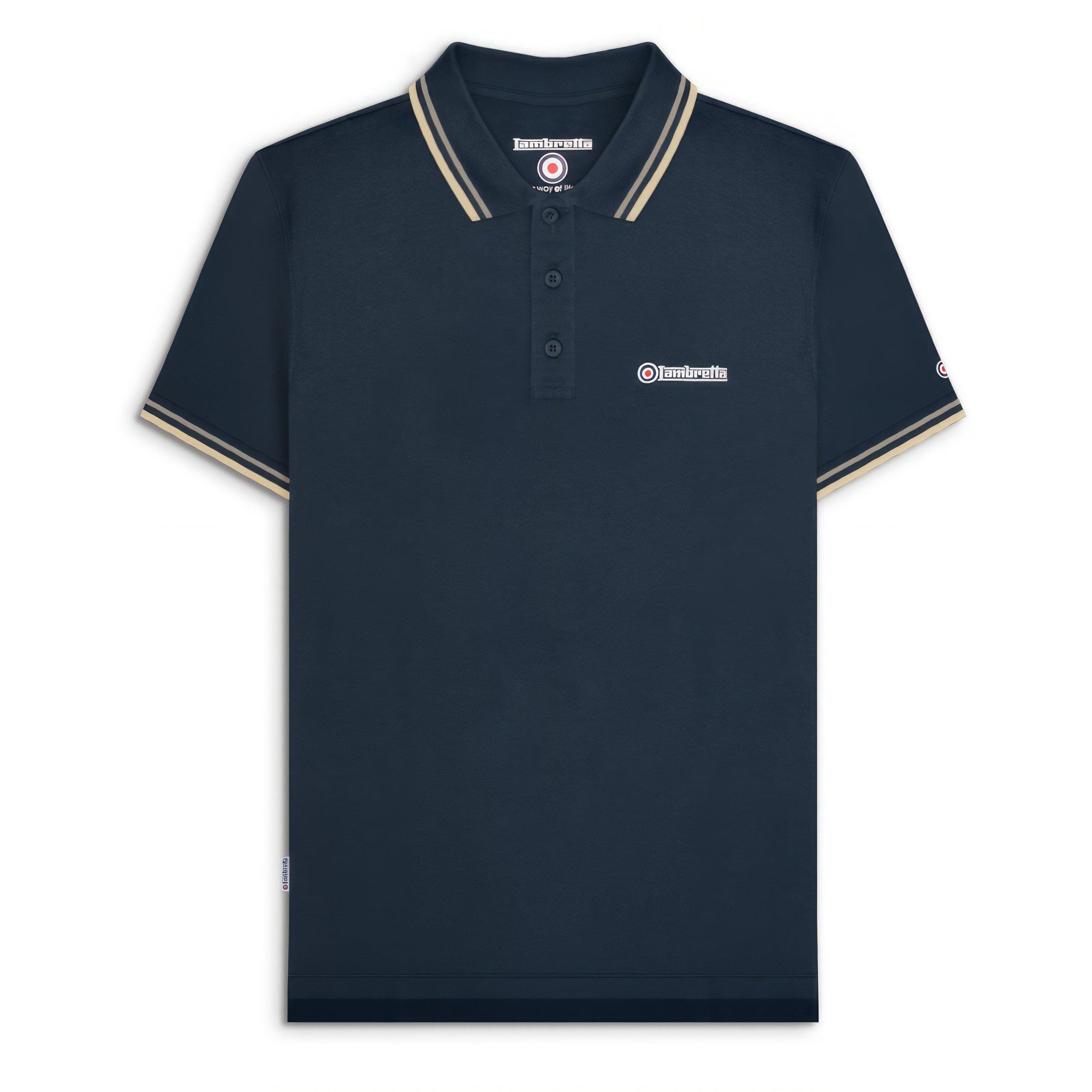 Lambretta Men's Twin Tipped Polo - Navy Cinder - 2X Large