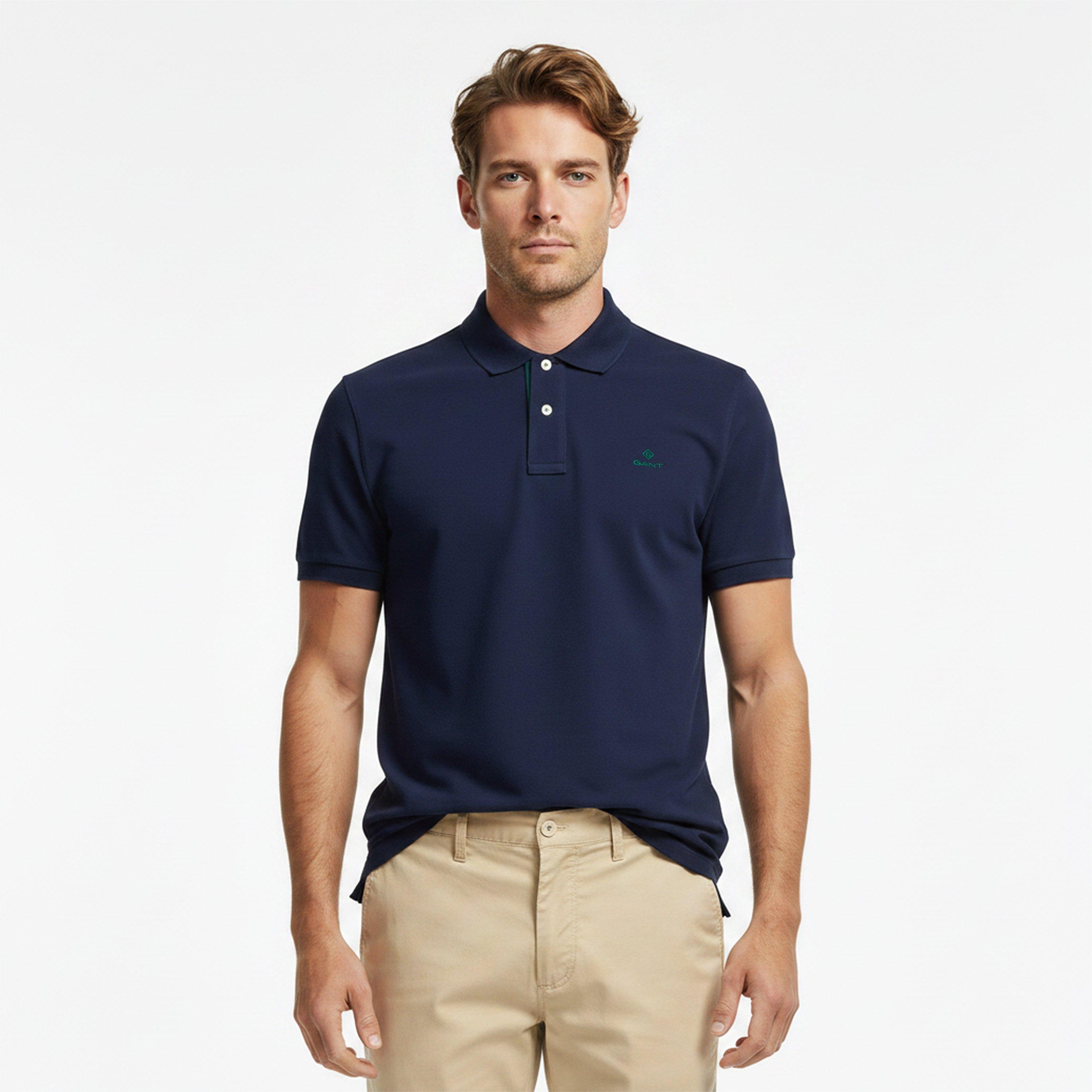 Navy/Pink 423 - Gant - Contrast Rugger Polo Shirt - 3