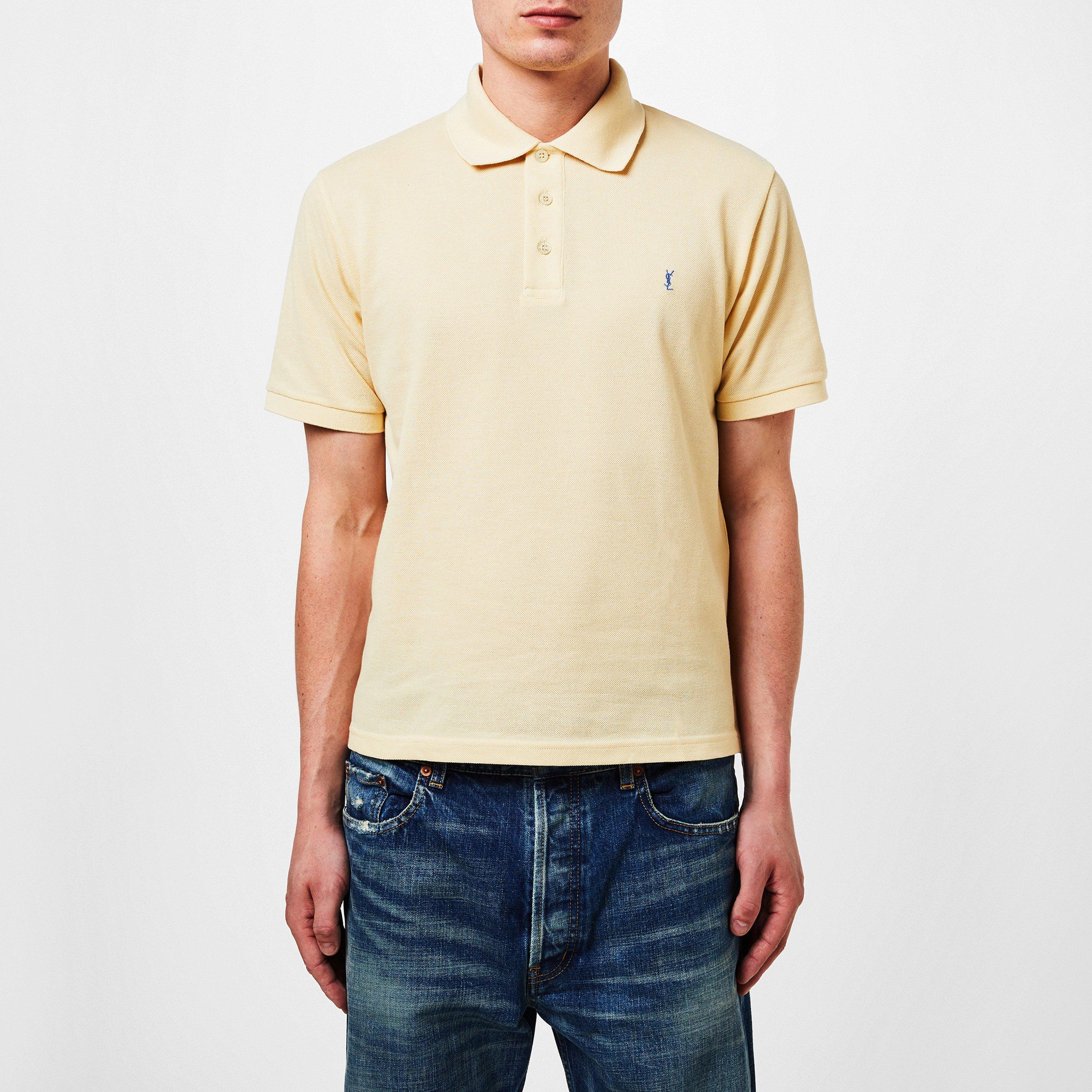 Yellow/Blue - Saint Laurent - Logo Pique Polo Shirt - 1