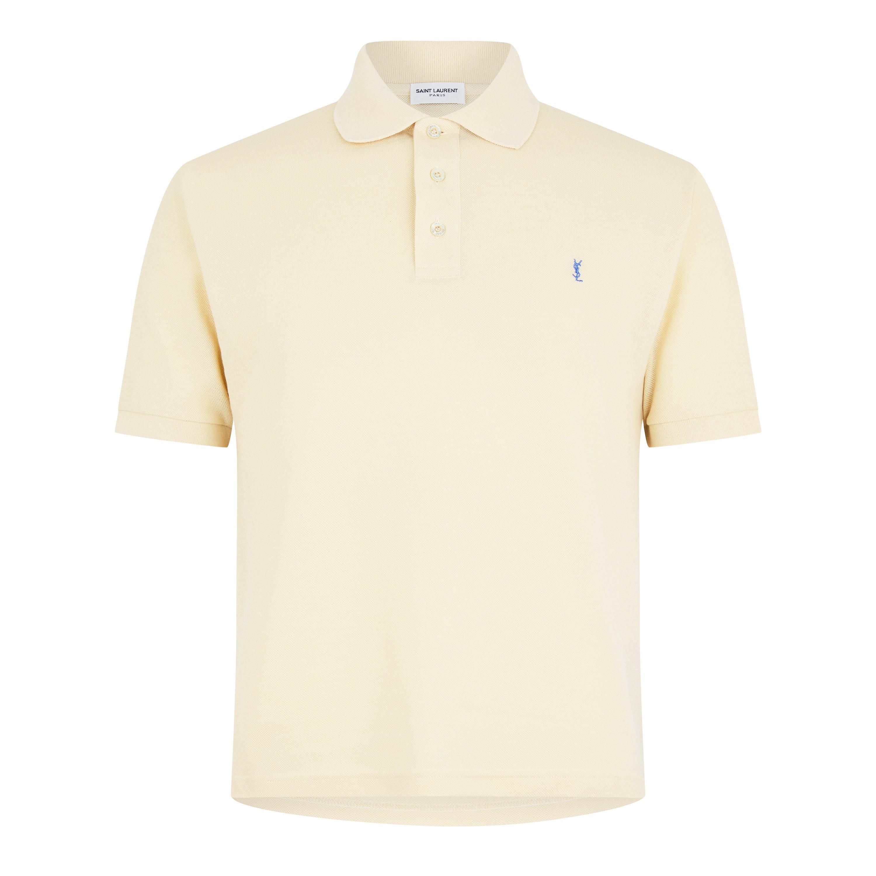 Yellow/Blue - Saint Laurent - Logo Pique Polo Shirt - 6