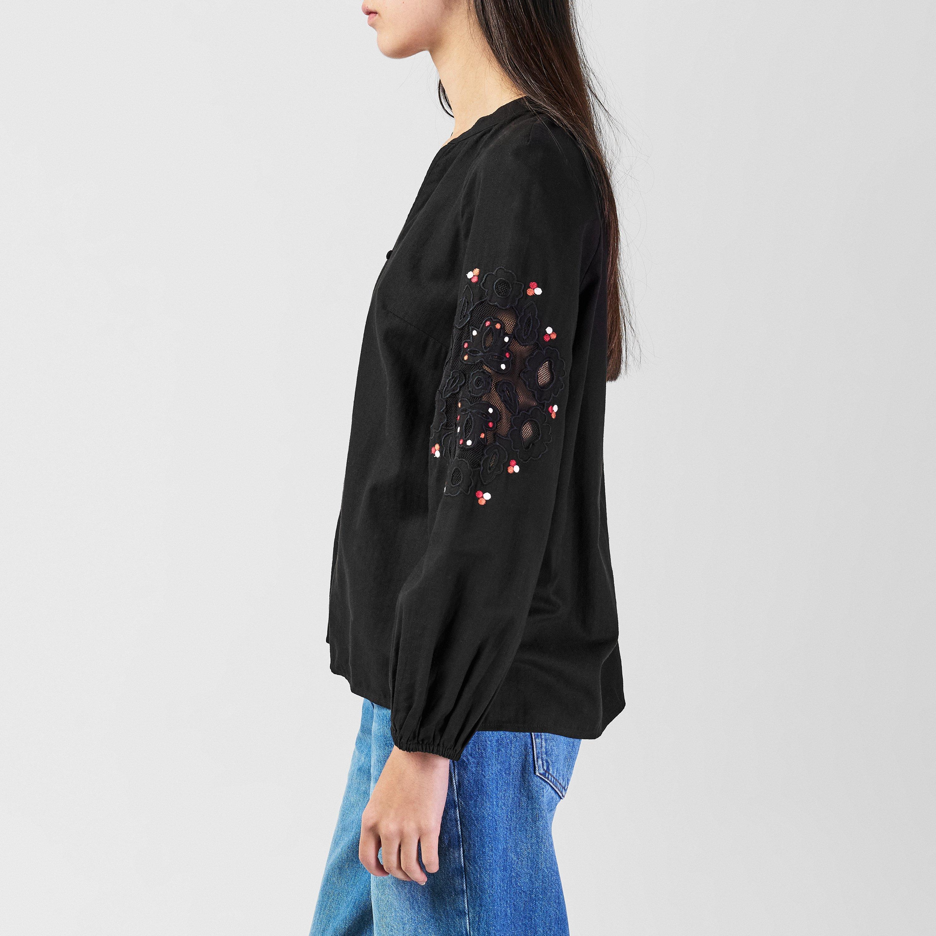 90-Black Multi - Great Plains - Women's Long-Sleeve Embroidered Blouse - 2