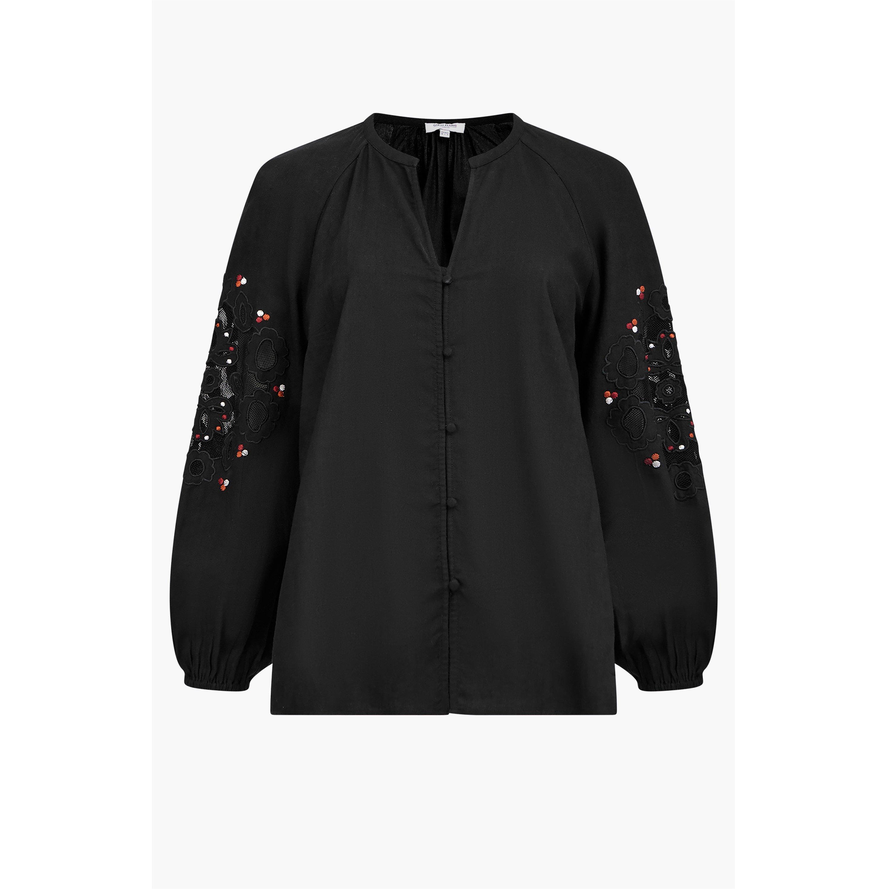 90-Black Multi - Great Plains - Women's Long-Sleeve Embroidered Blouse - 5