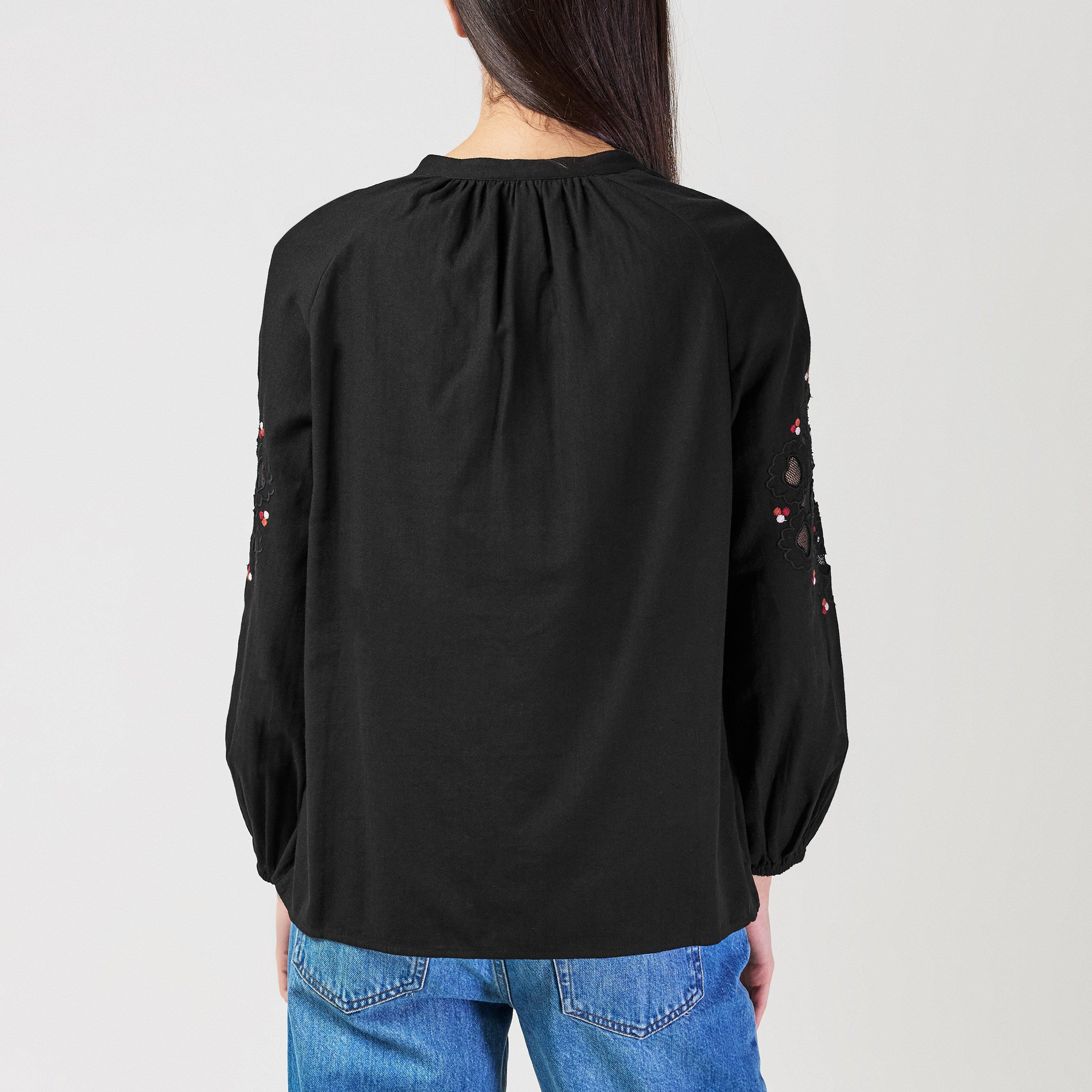 90-Black Multi - Great Plains - Women's Long-Sleeve Embroidered Blouse - 3