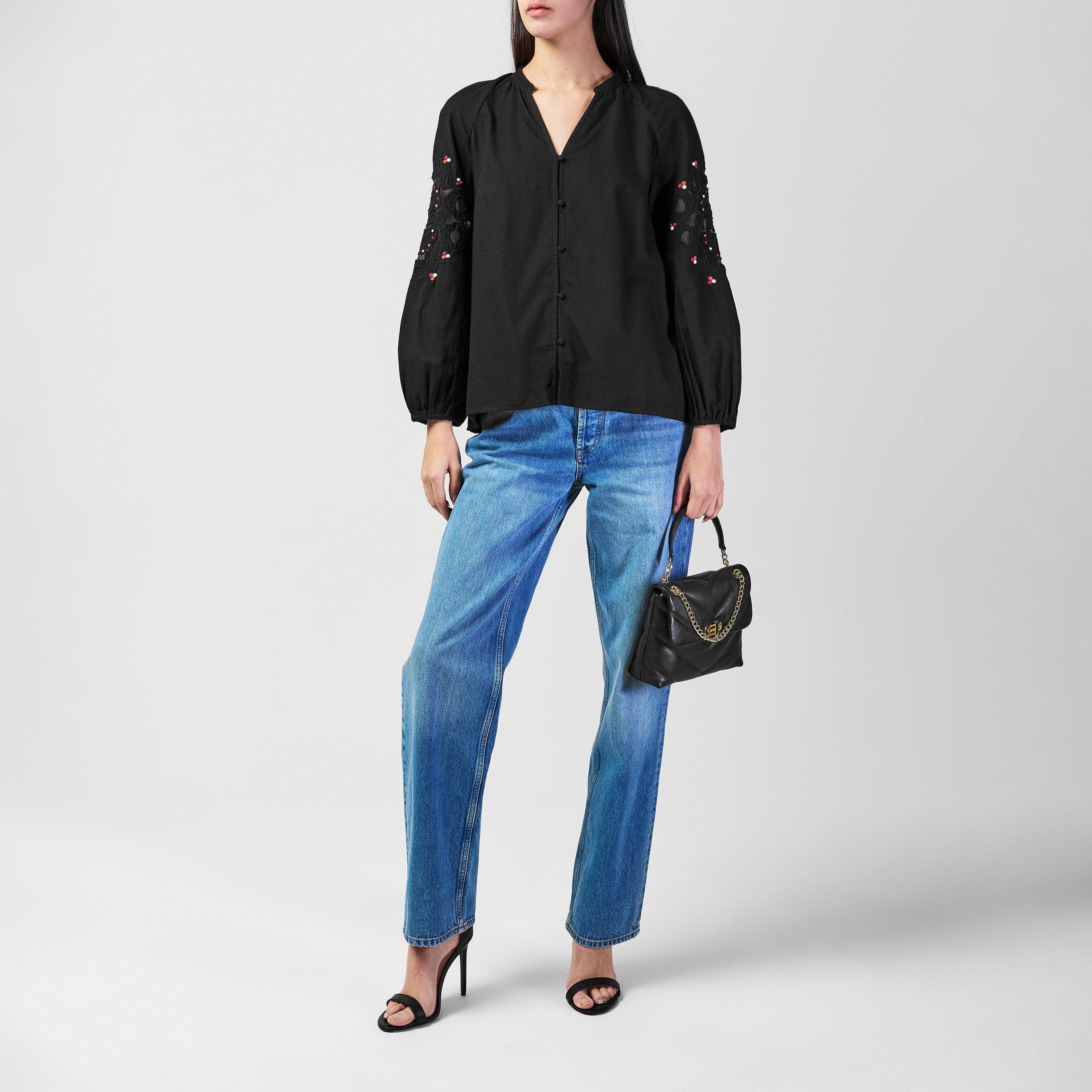 90-Black Multi - Great Plains - Women's Long-Sleeve Embroidered Blouse - 4