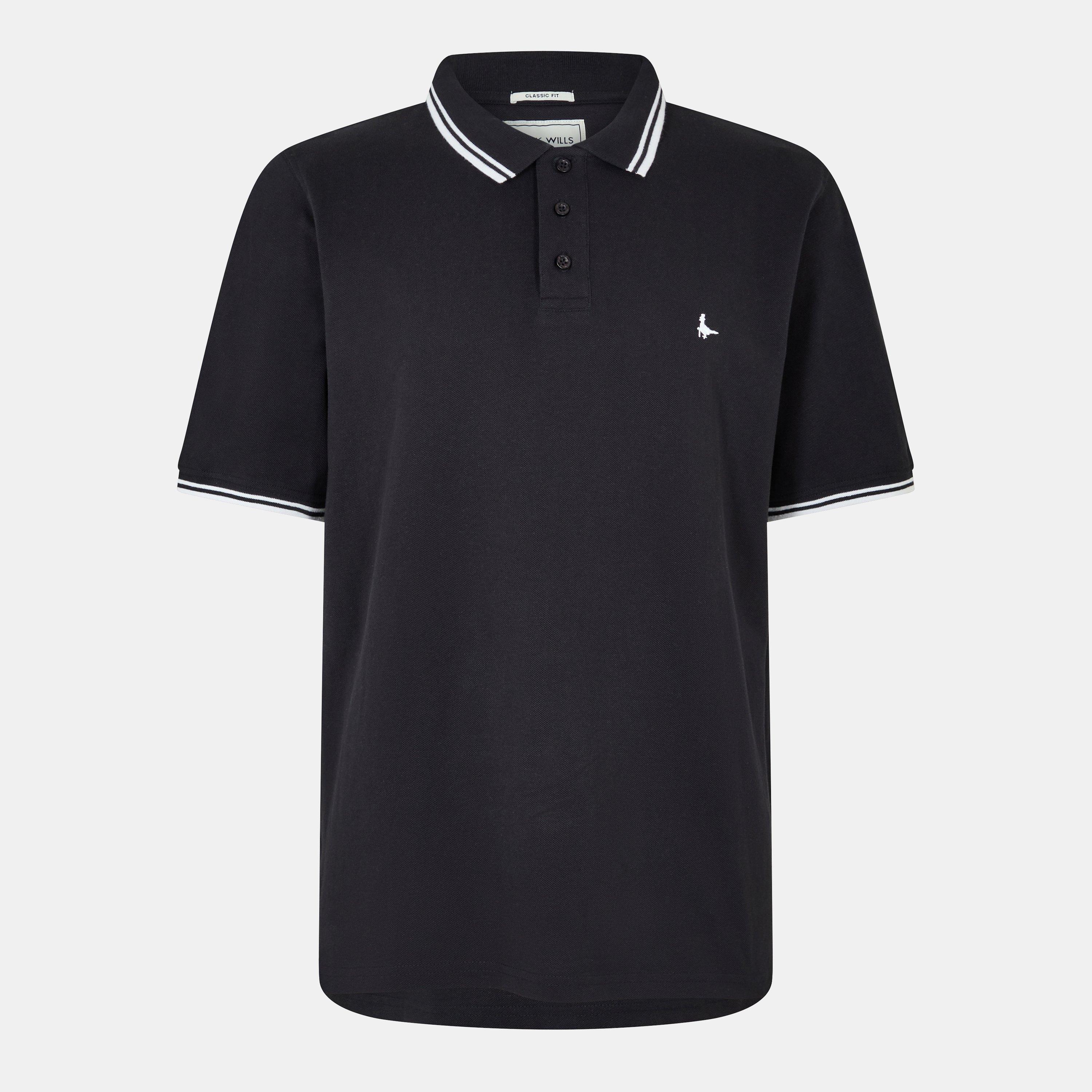 Jack Wills Men's Edgeware Tipped Polo - Black - XS