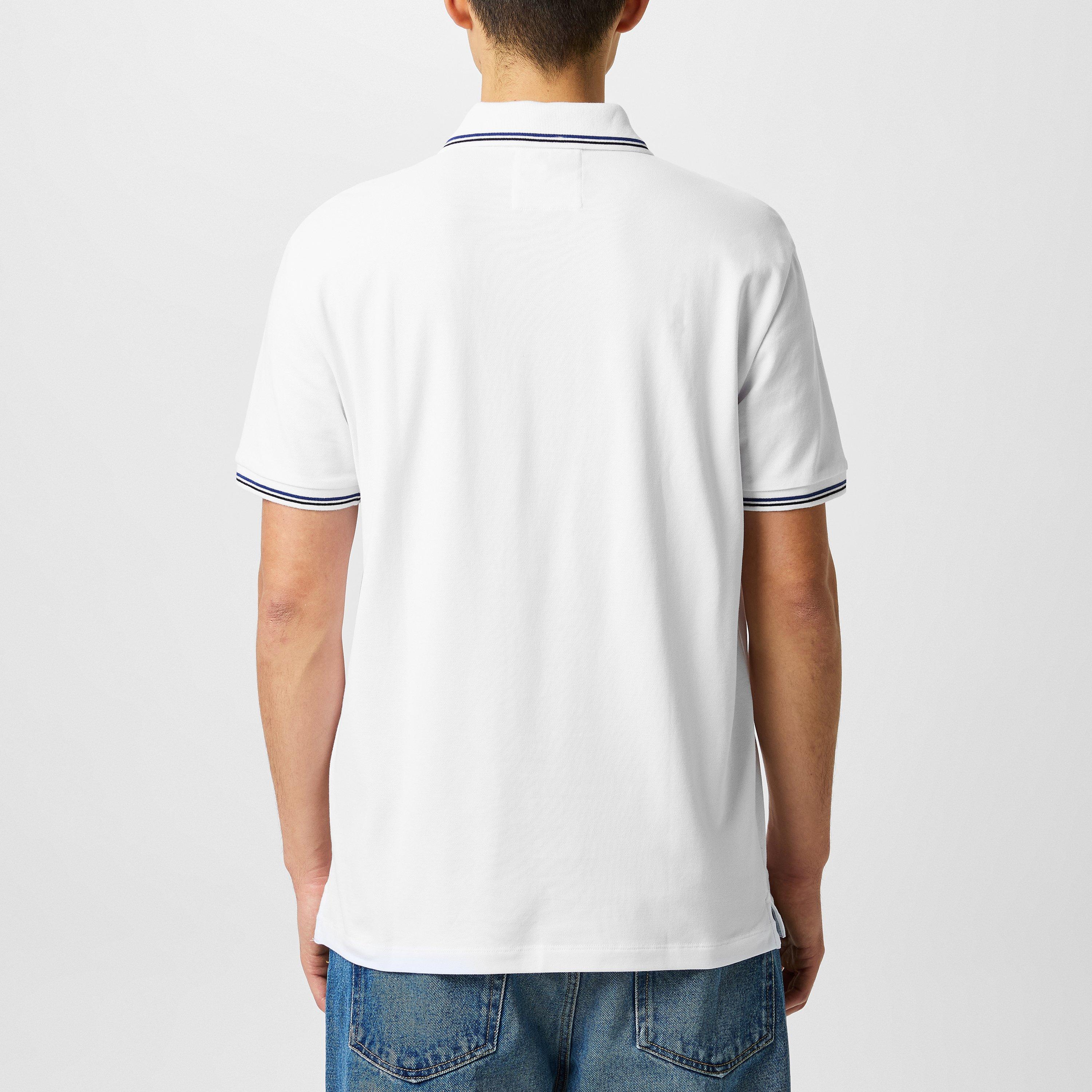 White 0100 - Emporio Armani - Men's Cotton Contrast Tipping Short Sleeve Polo Shirt - 4