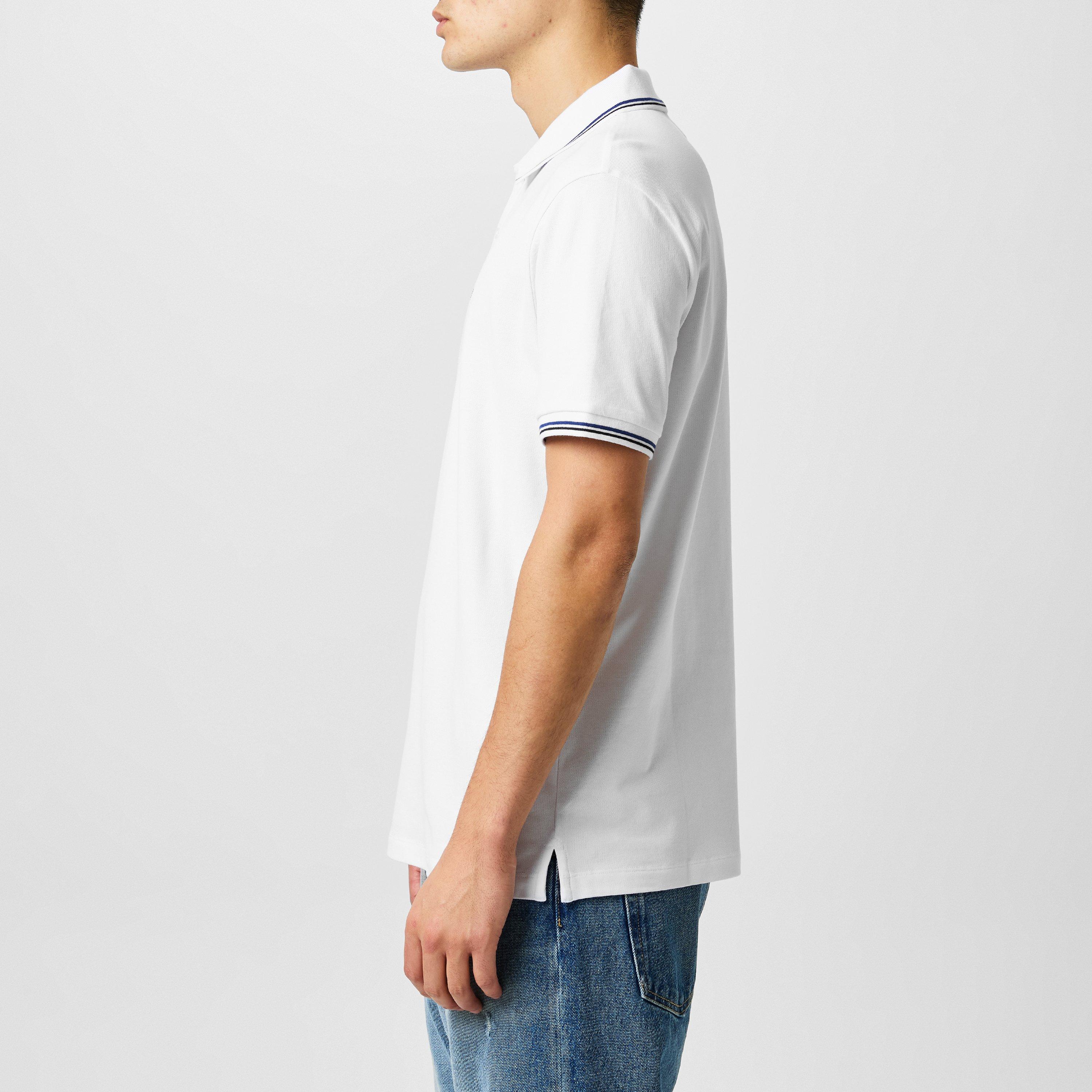 White 0100 - Emporio Armani - Men's Cotton Contrast Tipping Short Sleeve Polo Shirt - 5