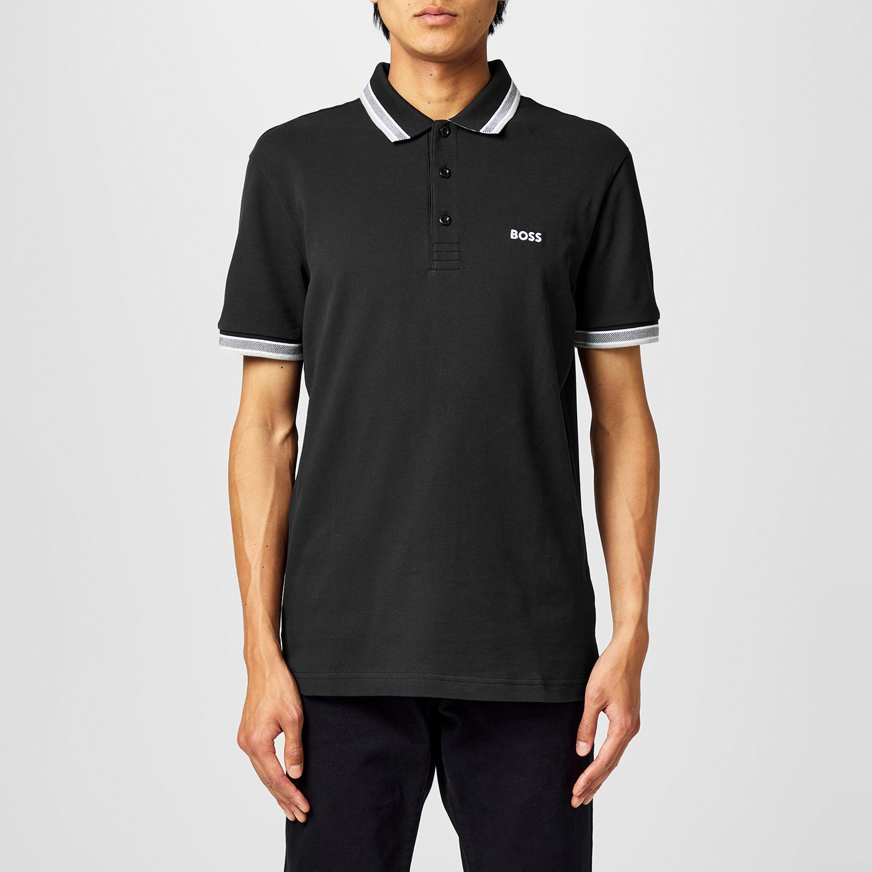 Preto 001 - Boss - Men's HBG Paddy Polo Shirt with Contrast Tipping - 3