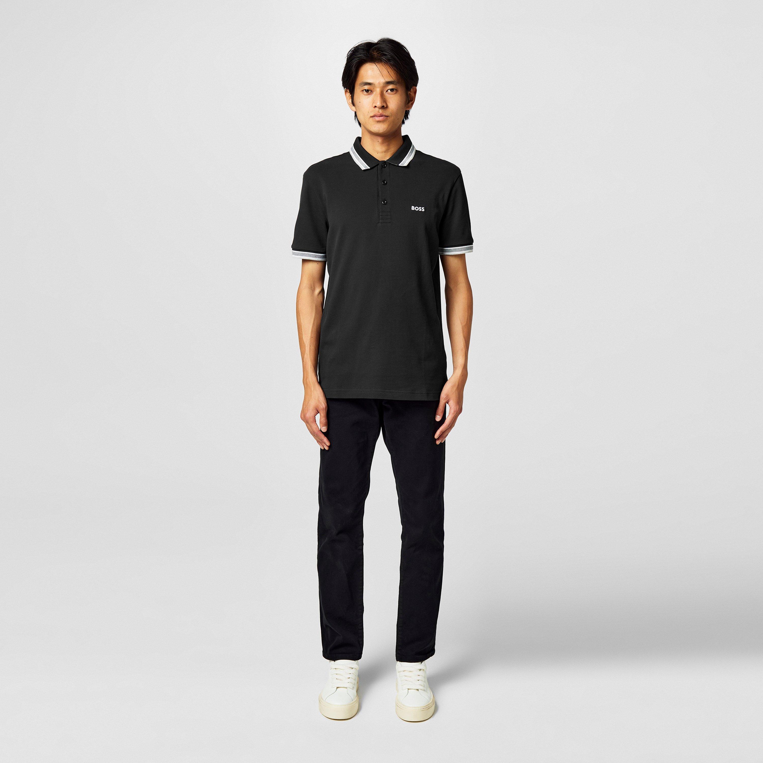 Preto 001 - Boss - Men's HBG Paddy Polo Shirt with Contrast Tipping - 6