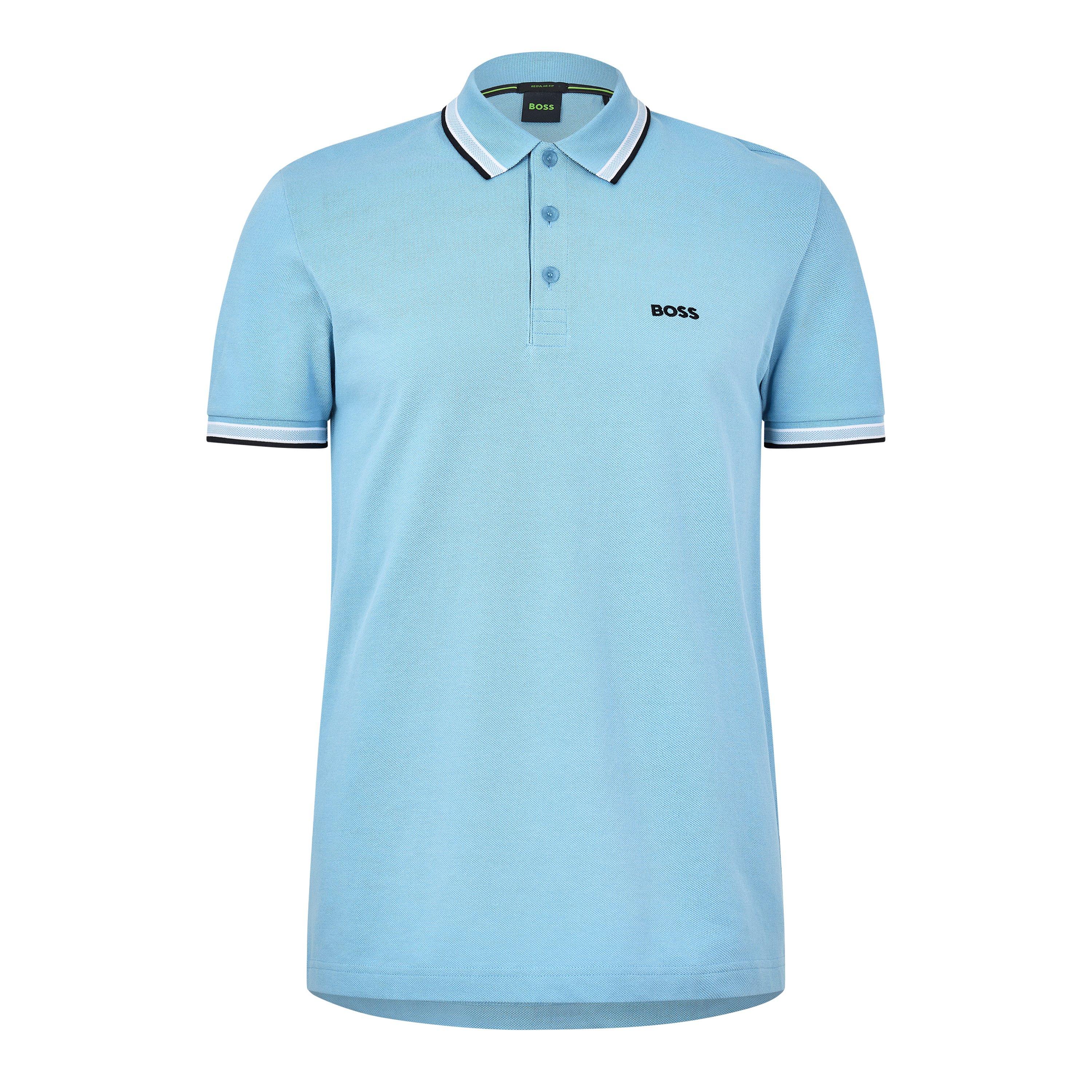 Boss Mens BOSS GREEN Paddy Polo Shirt with Contrast Tipping - Open Blue - XL