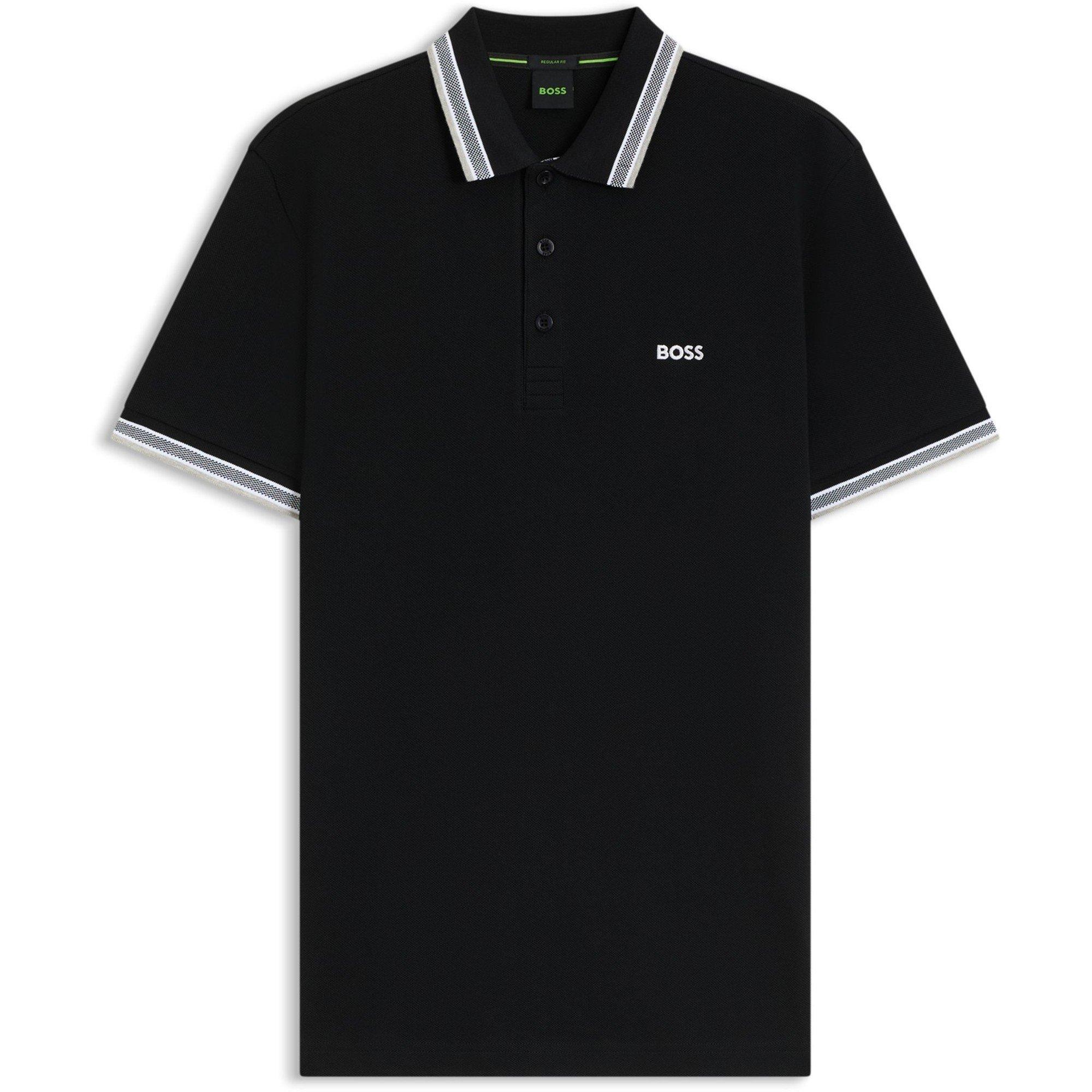 Boss Mens BOSS GREEN Paddy Polo Shirt with Contrast Tipping - Black - XL