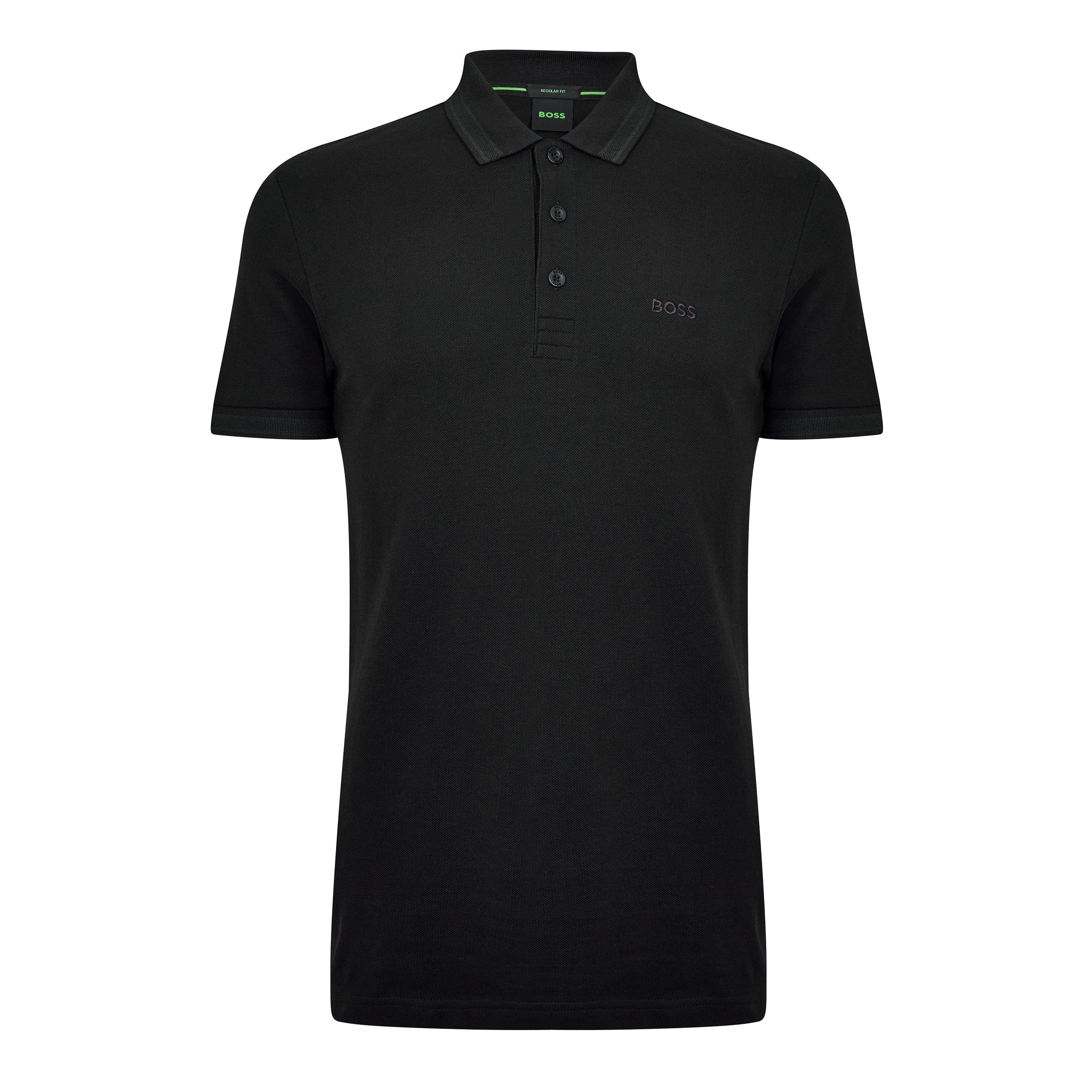 Boss Men's Green Paddy Polo Shirt With Contrast Tipping - Black 009 - 3XL