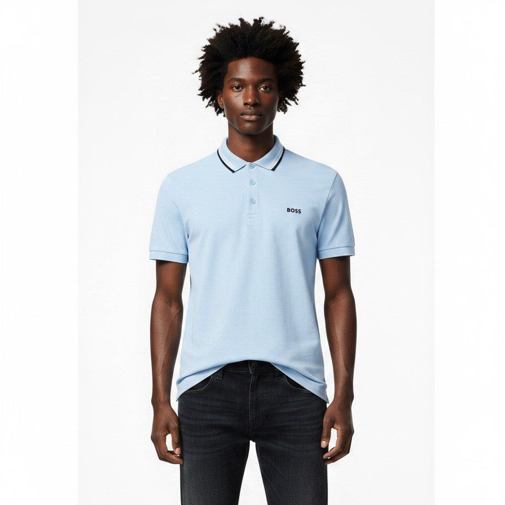 Pas Blue 450 - Boss - Mens BOSS GREEN Paddy Polo Shirt with Contrast Tipping - 3