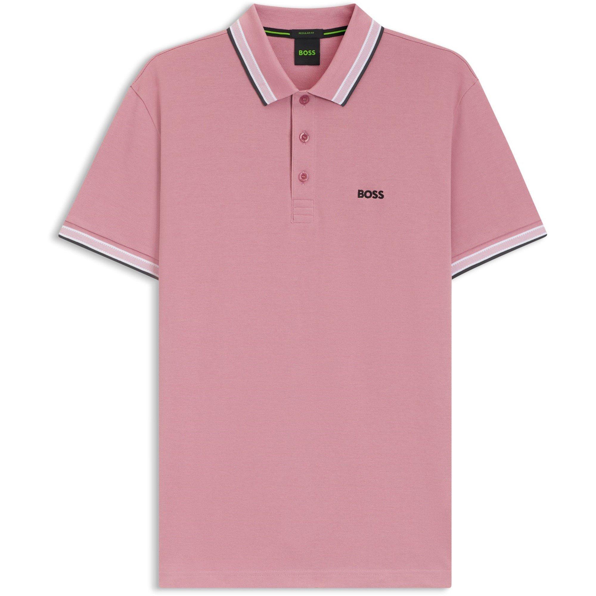 Boss Men's Green Paddy Polo Shirt With Contrast Tipping - Open Pink - 3XL