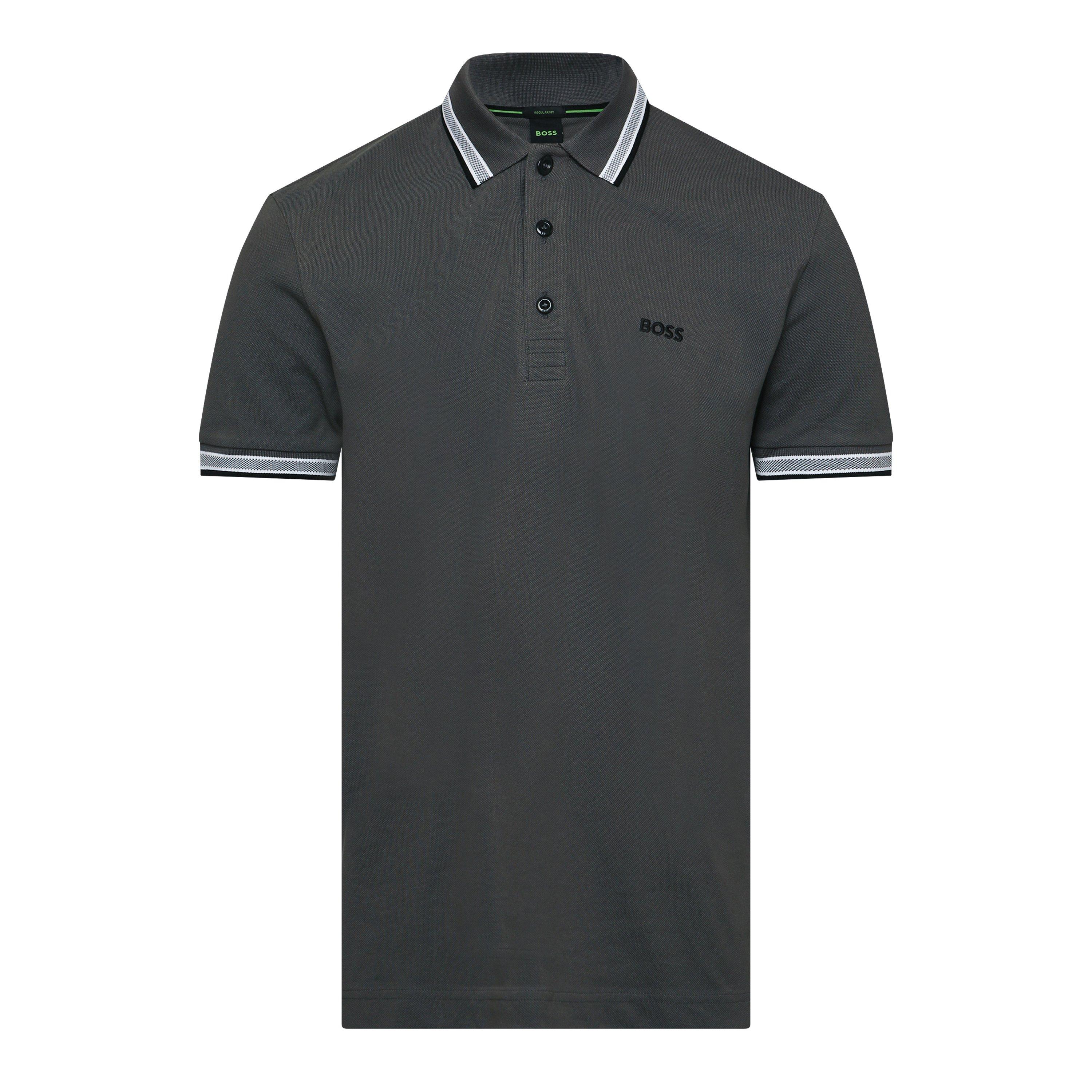 Boss Mens BOSS GREEN Paddy Polo Shirt with Contrast Tipping - Open Grey - L