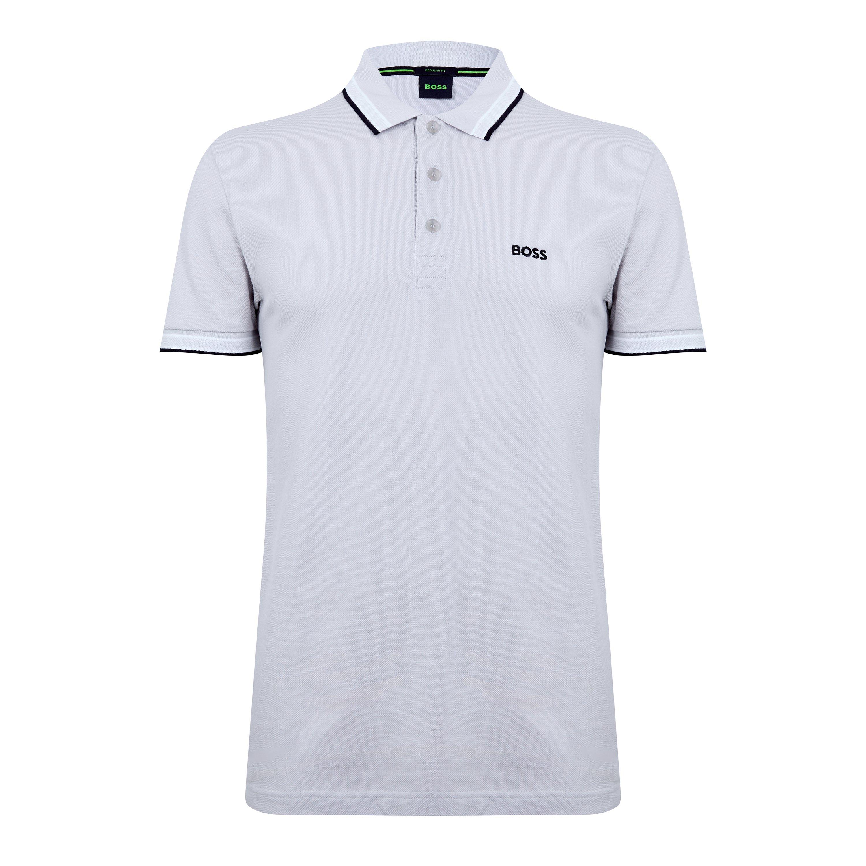Boss Men's Green Paddy Polo Shirt With Contrast Tipping - Lt Pas Grey 053 - 6XL