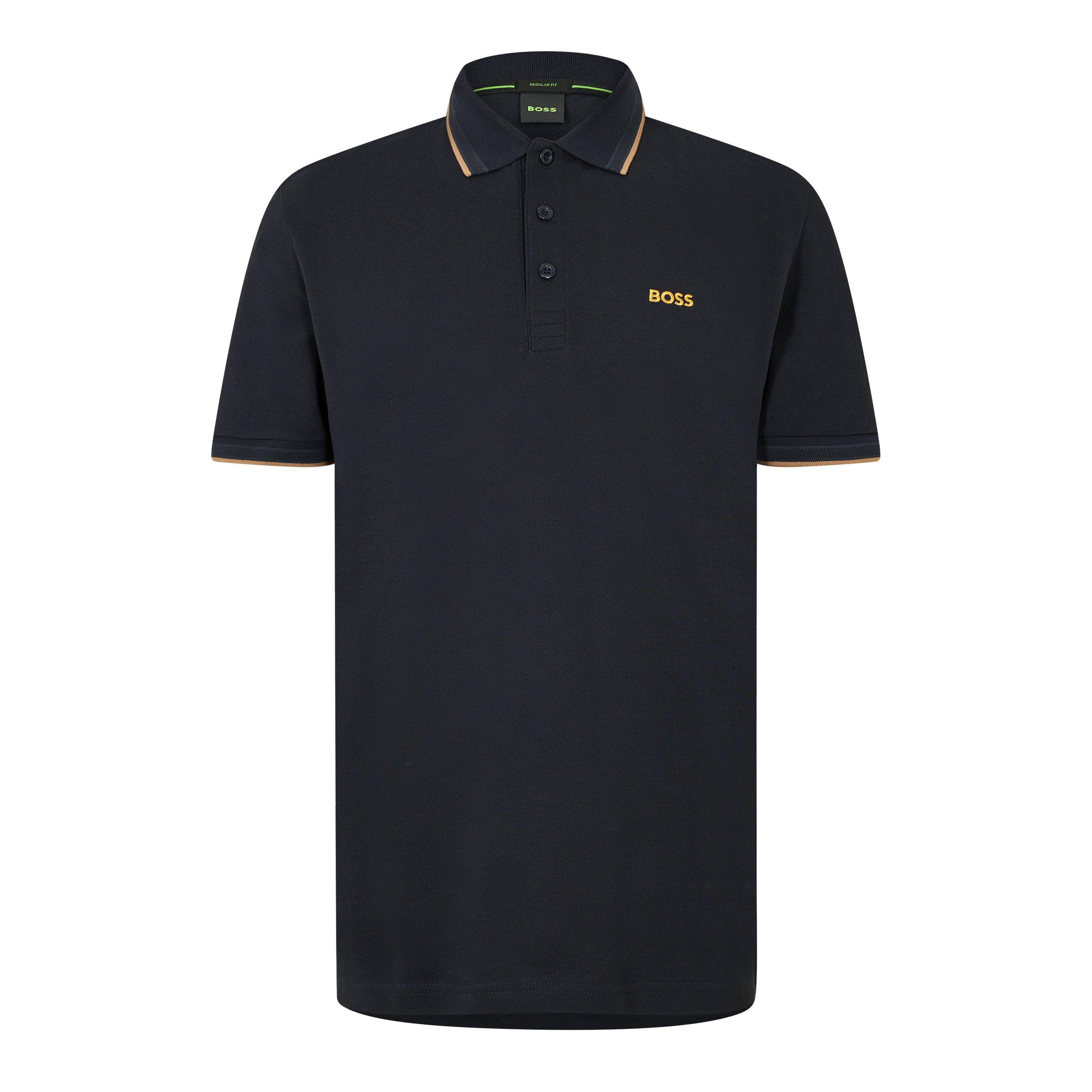 Boss Mens BOSS GREEN Paddy Polo Shirt with Contrast Tipping - Navy/Gold 401 - Size 3XL