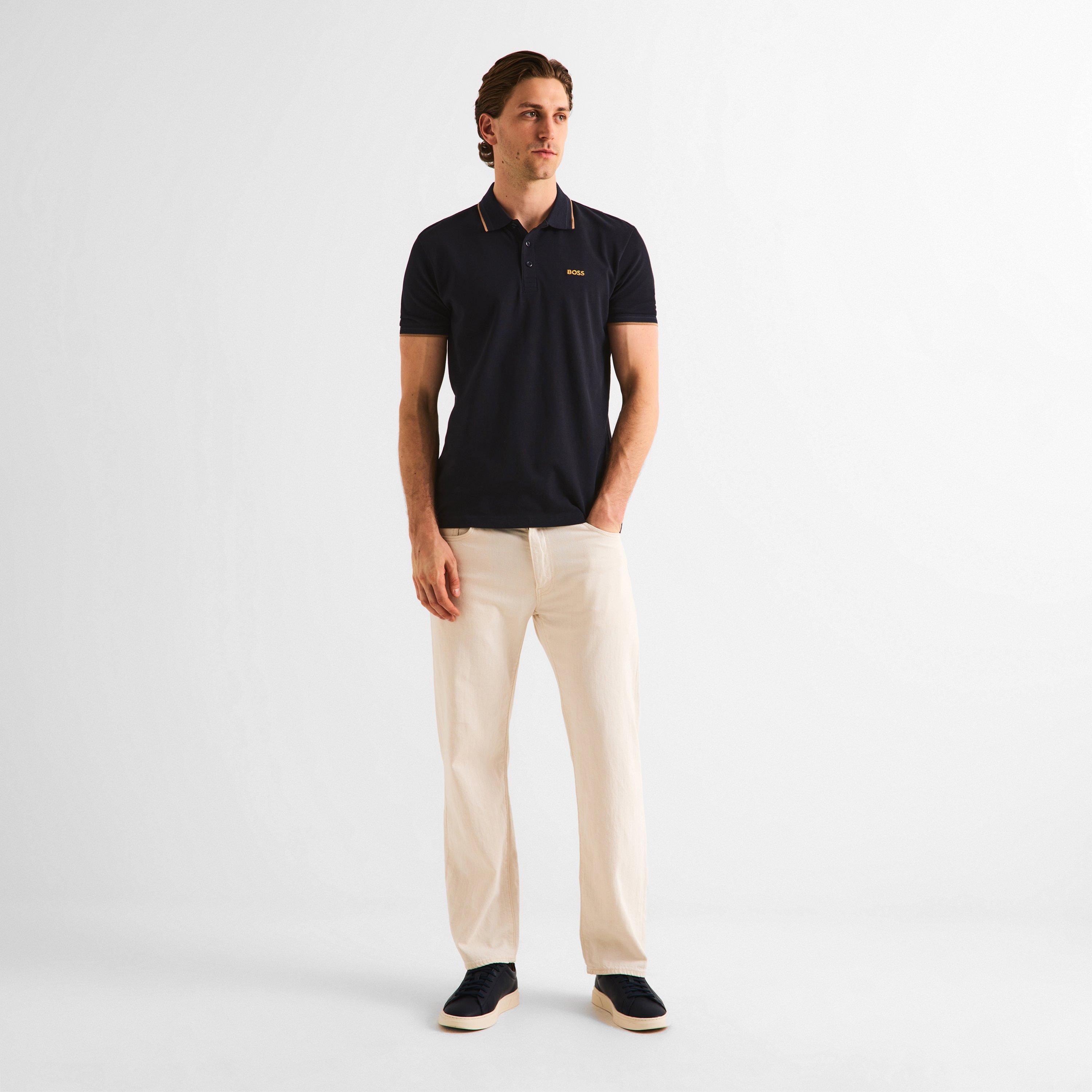 Navy/Gold 401 - Boss - Mens BOSS GREEN Paddy Polo Shirt with Contrast Tipping - 6