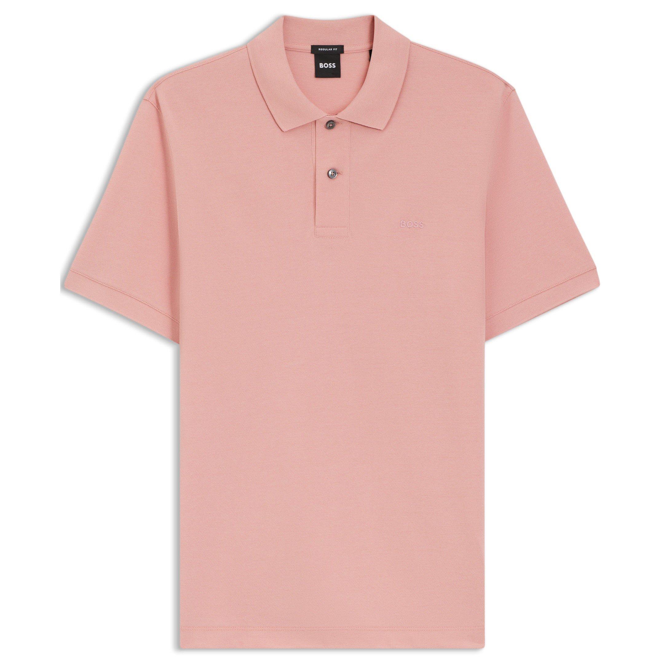 Boss Mens BOSS BLACK Pallas Polo Iconic Logo Embroidered Shirt - Pink 686 - Small