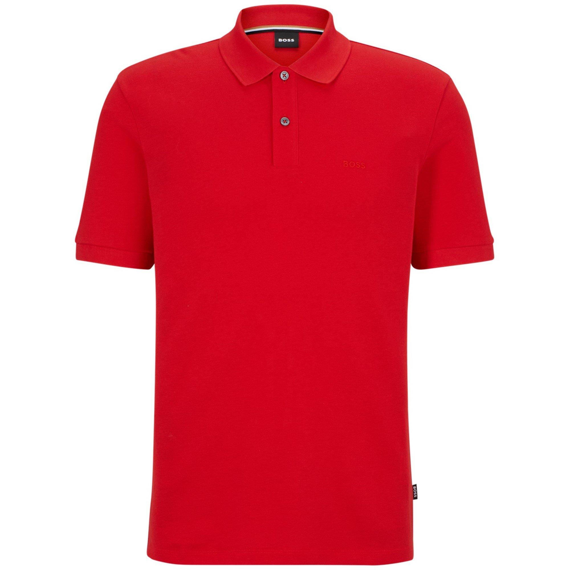 Boss Mens BOSS BLACK Pallas Polo Iconic Logo Embroidered Shirt - Medium Red - Medium