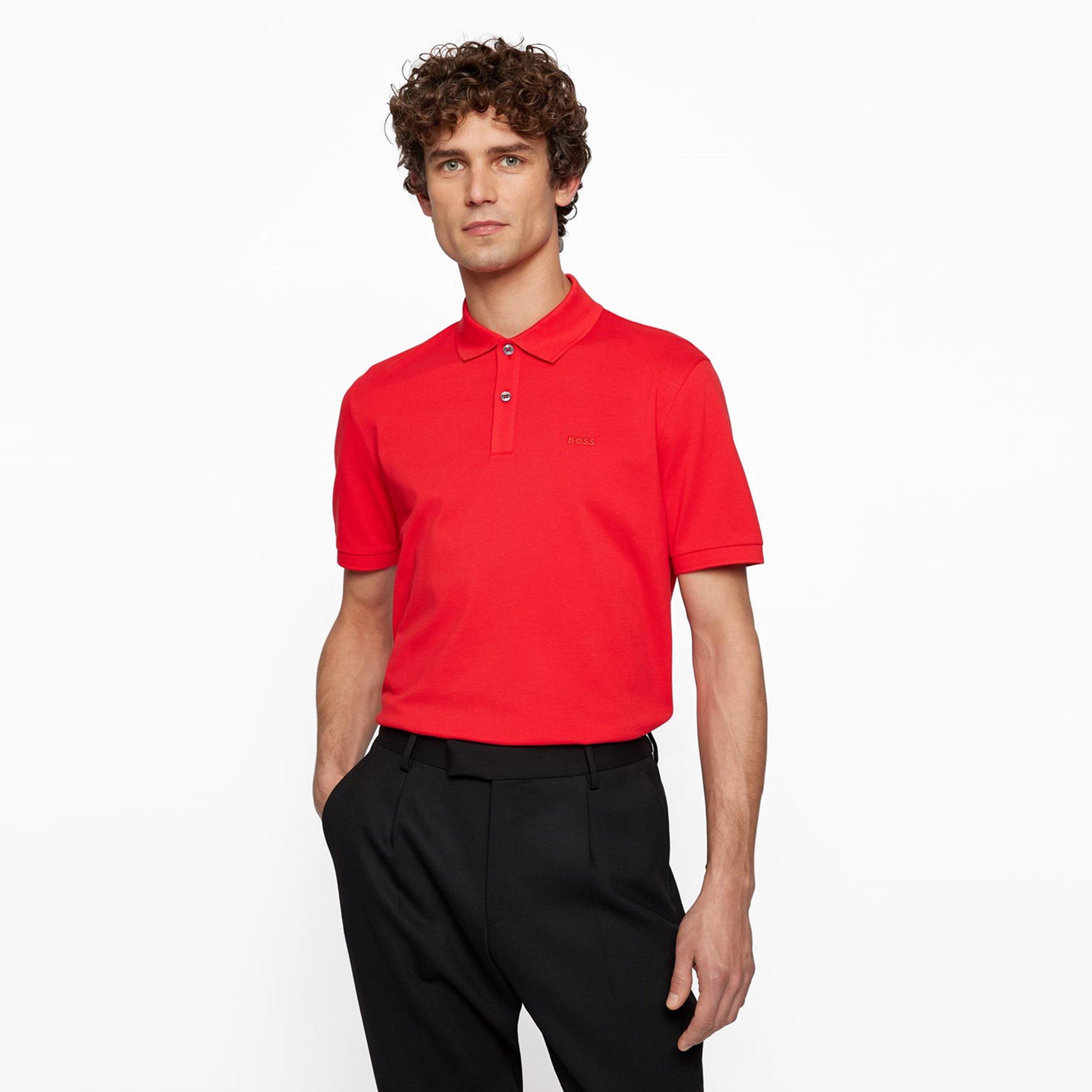Medium Red - Boss - Mens BOSS BLACK Pallas Polo Iconic Logo Embroidered Shirt - 2