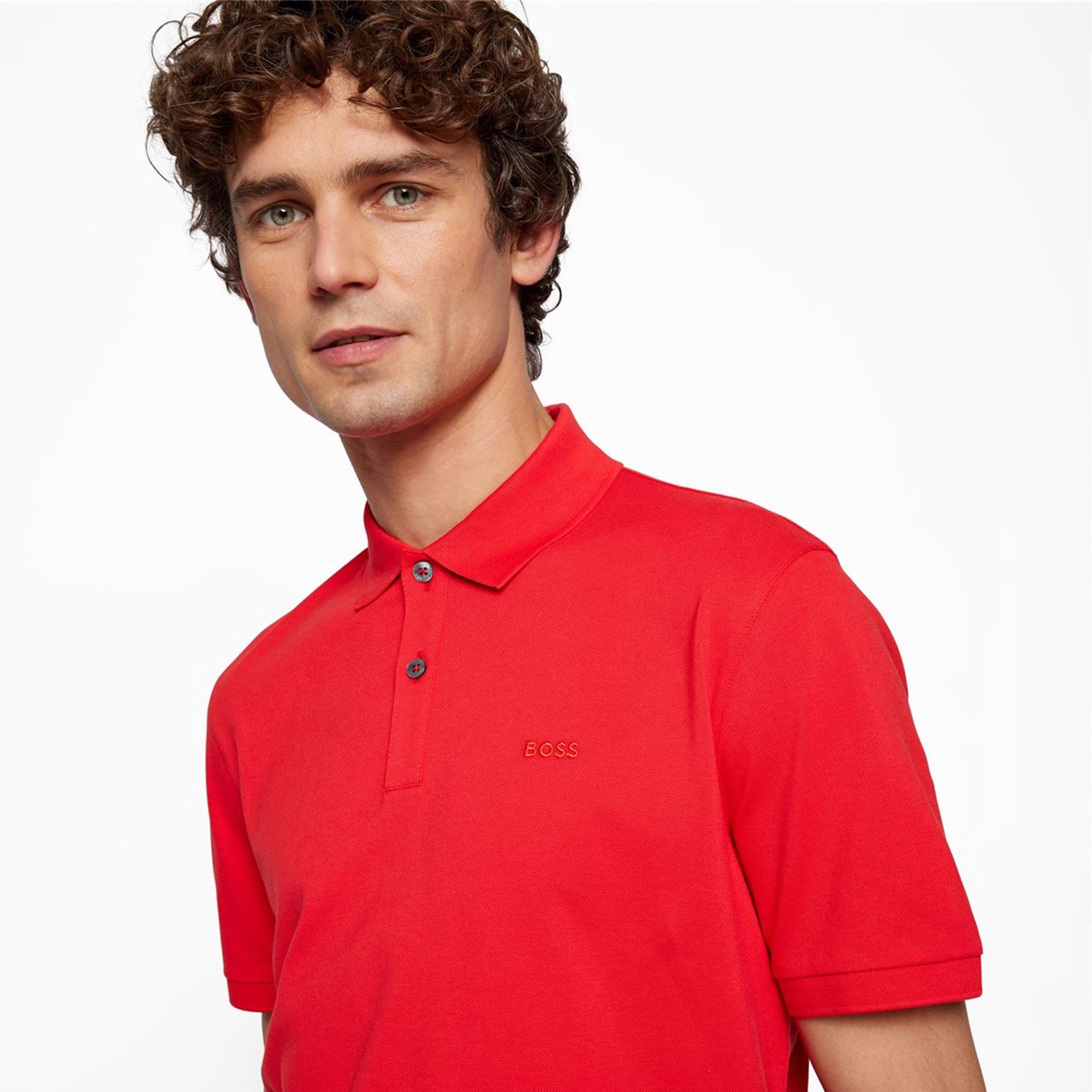 Medium Red - Boss - Mens BOSS BLACK Pallas Polo Iconic Logo Embroidered Shirt - 4