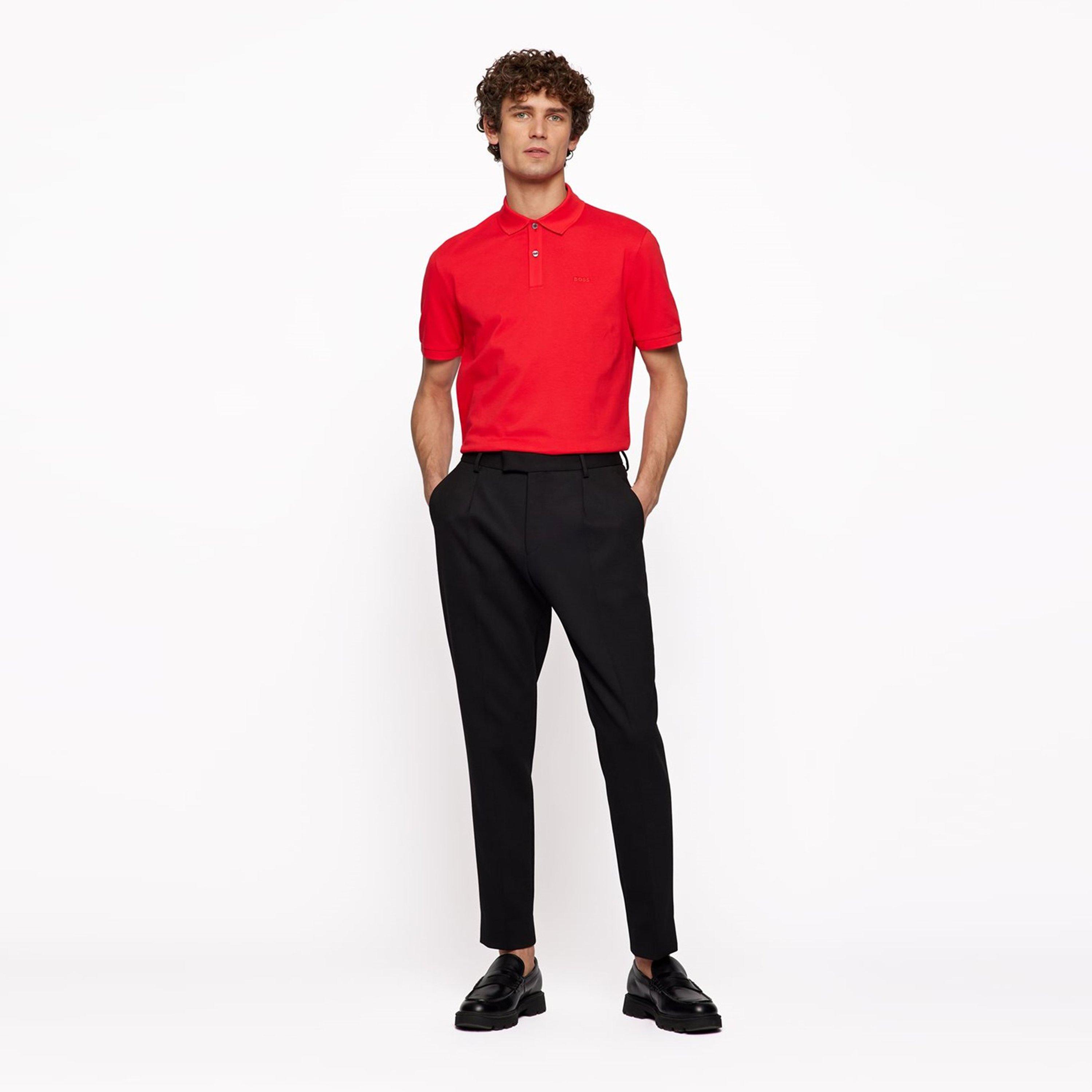 Medium Red - Boss - Mens BOSS BLACK Pallas Polo Iconic Logo Embroidered Shirt - 5