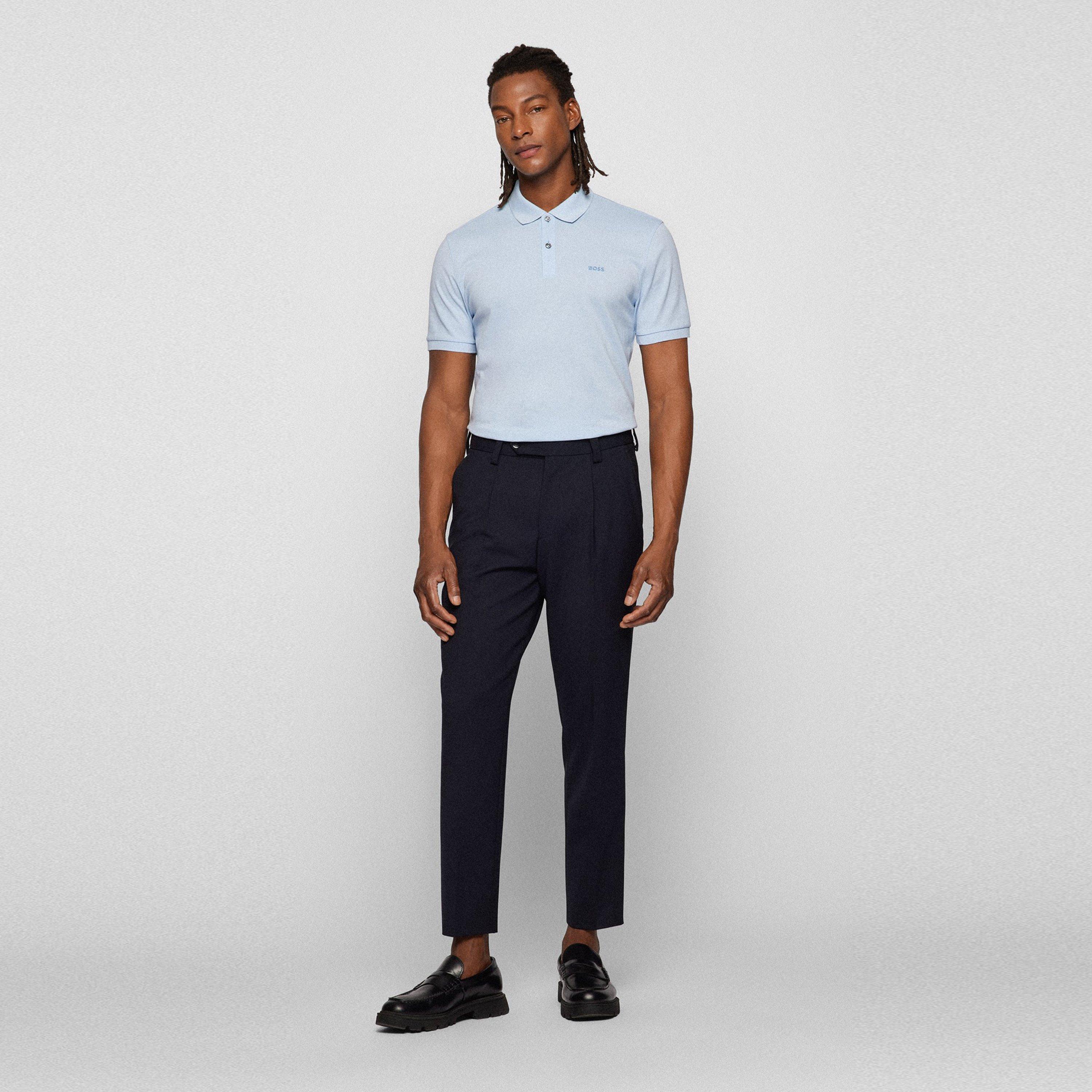 Pastel Blue 450 - Boss - Men's HBB Pallas Polo Iconic Logo Embroidered Shirt - 5