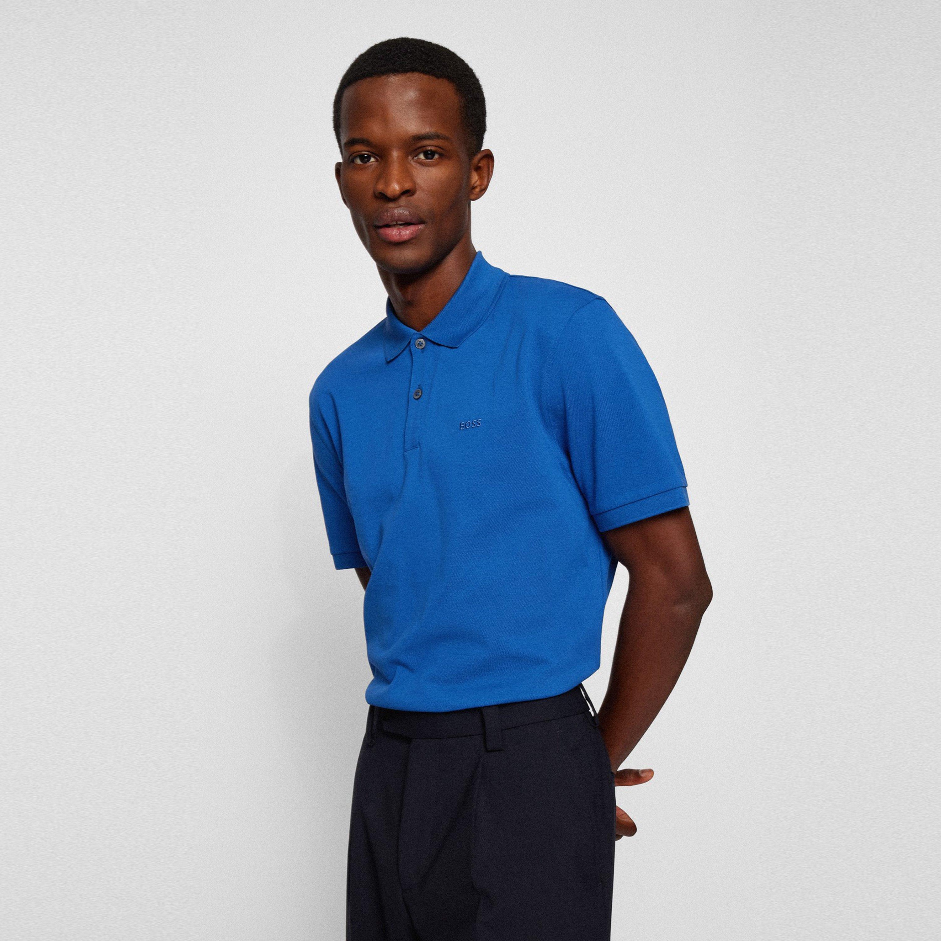 Medium Blue 429 - Boss - Mens BOSS BLACK Pallas Polo Iconic Logo Embroidered Shirt - 3