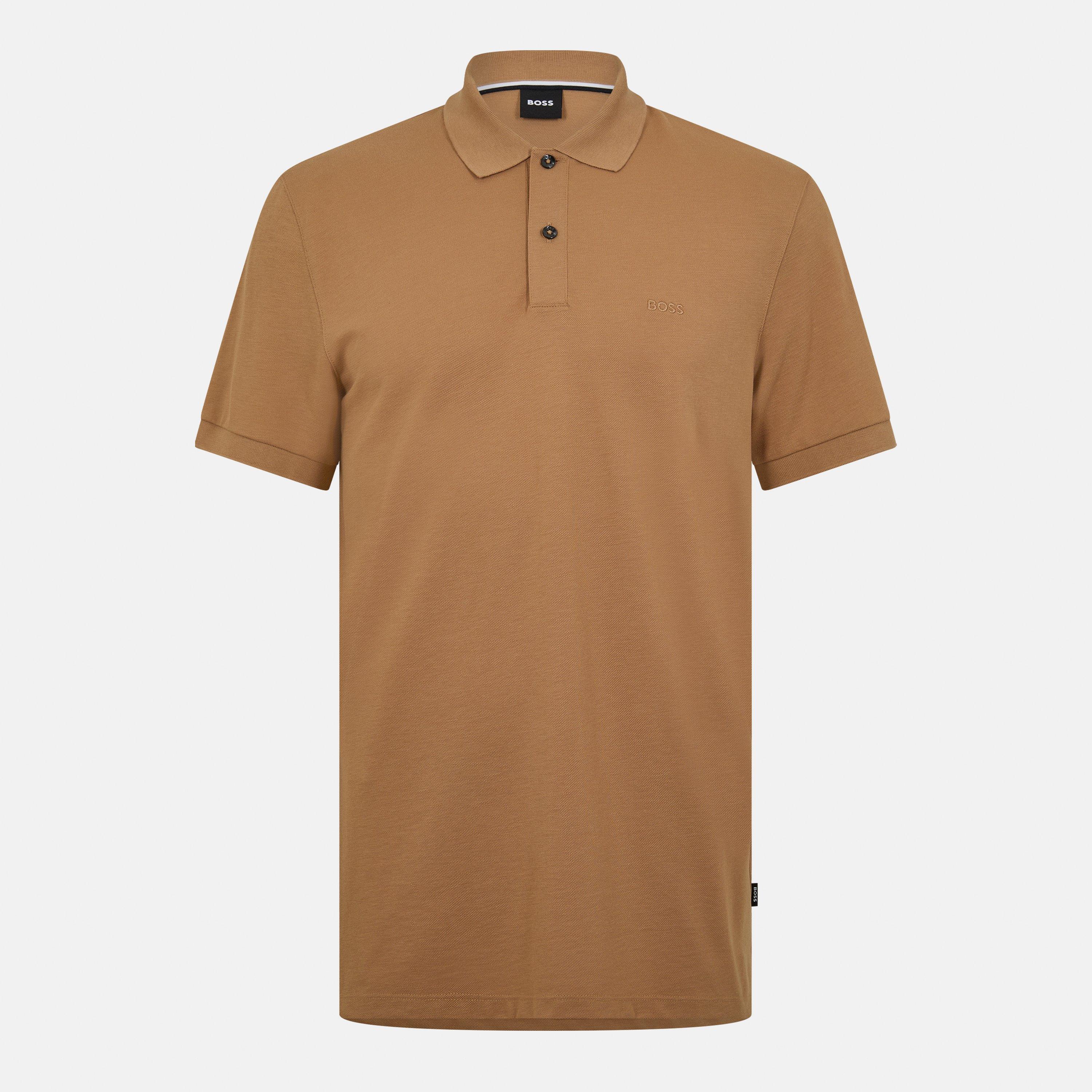 Boss Mens BOSS BLACK Pallas Polo Iconic Logo Embroidered Shirt - Beige - Small