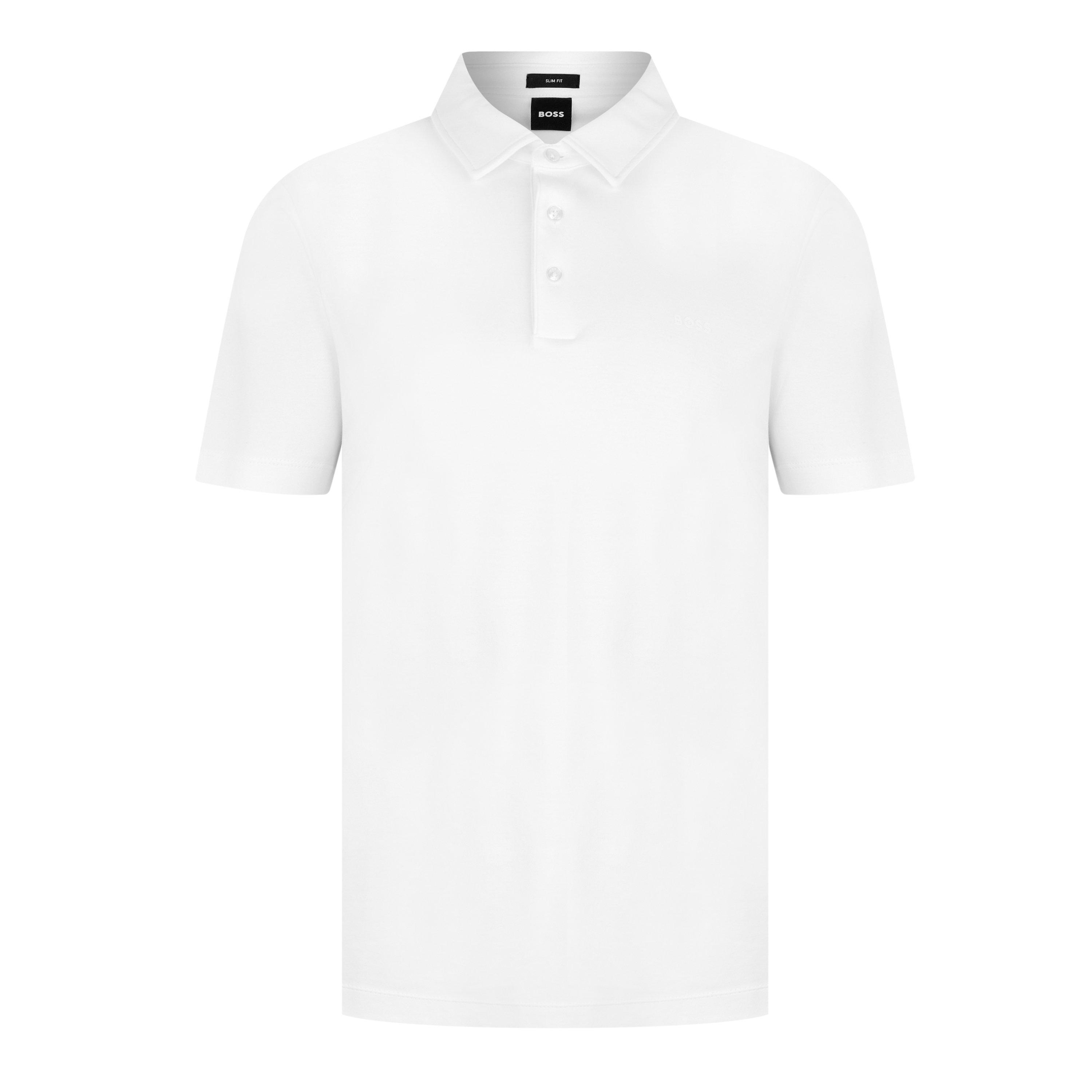 White 100 - Boss - Mens BOSS BLACK Short Sleeve Polo Shirt with Logo Detail - Slim Fit - 1