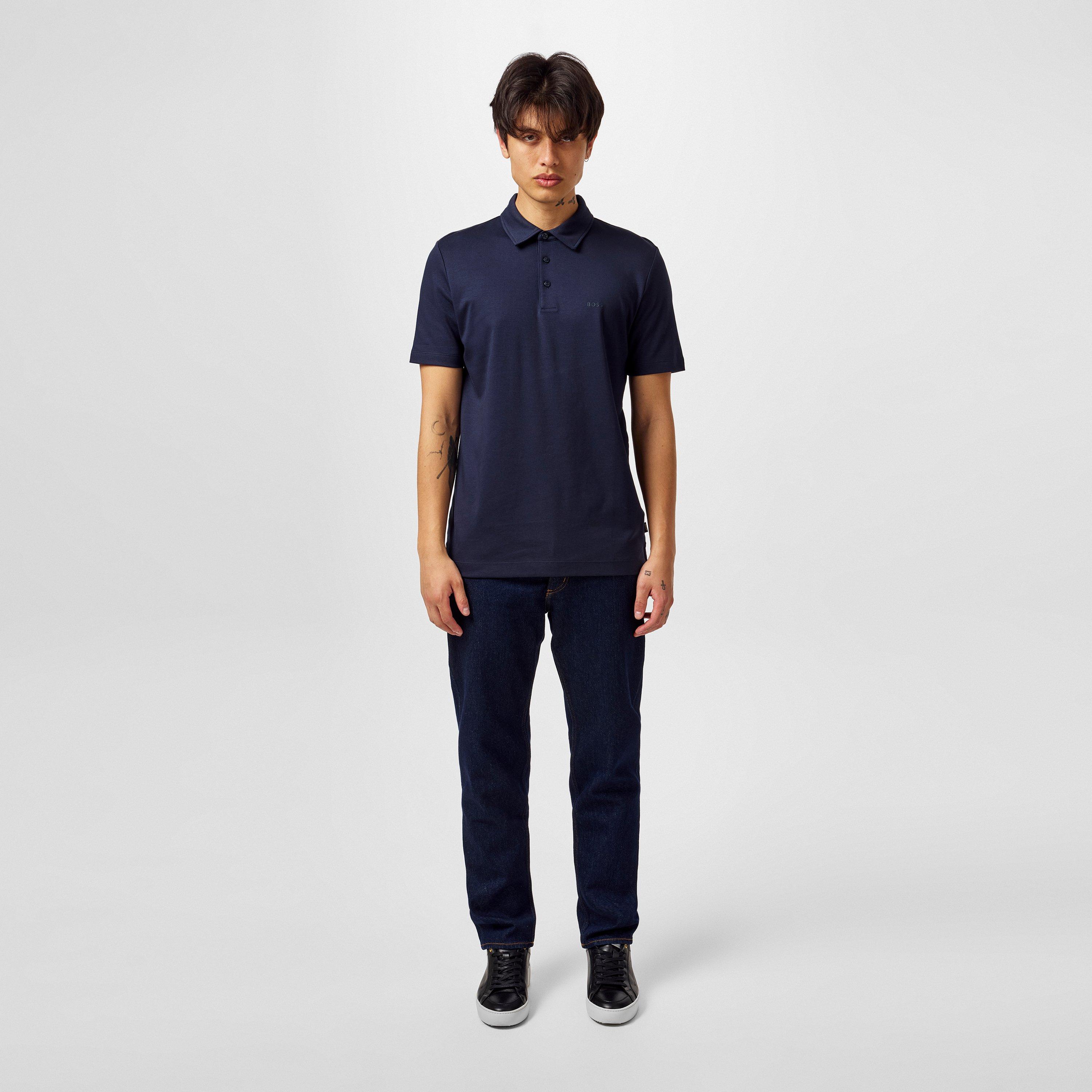Dark Blue - Boss - Mens BOSS BLACK Short Sleeve Polo Shirt with Logo Detail - Slim Fit - 6