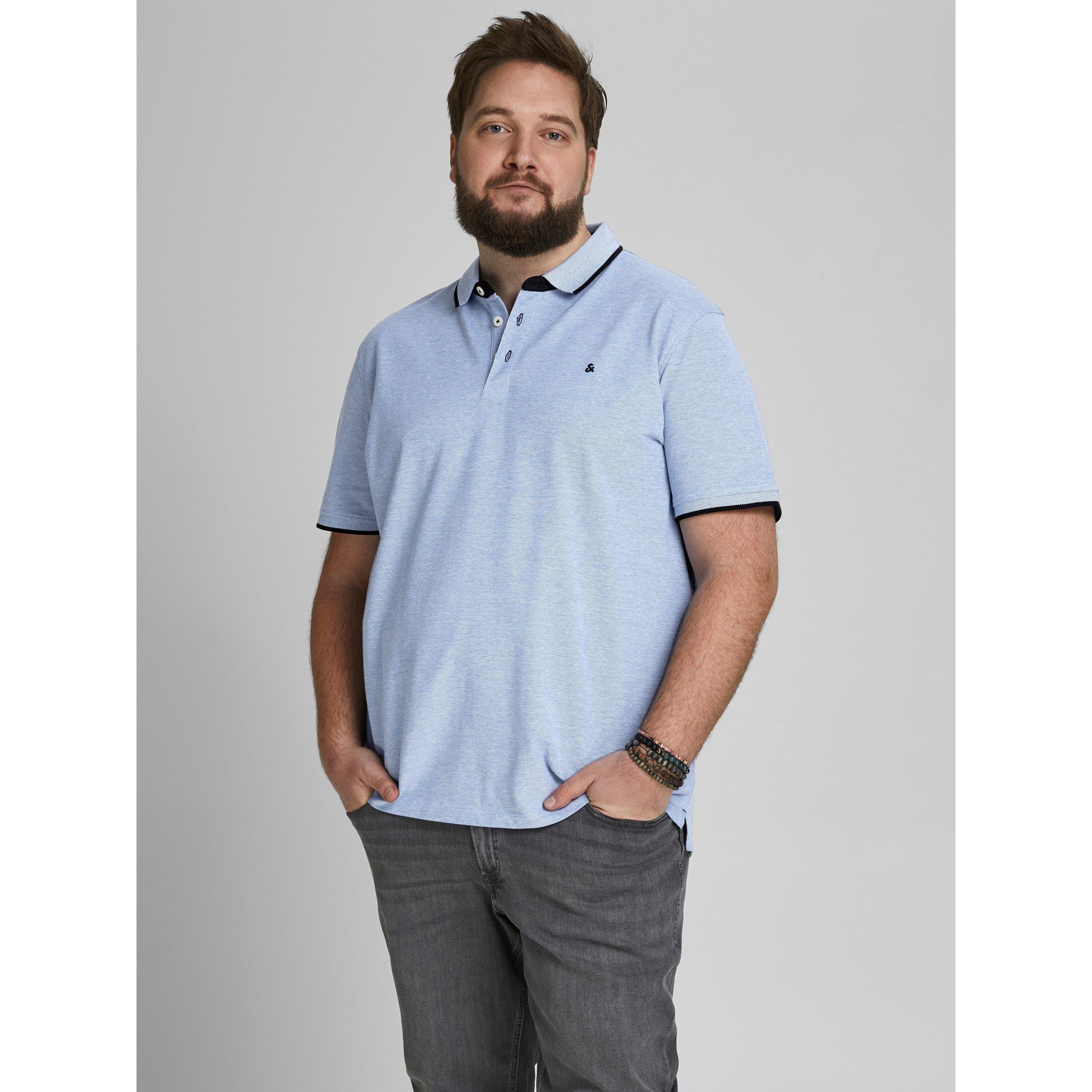 Bright Cobalt - Jack and Jones - Jack Paulos Tipped Pique Short Sleeve Polo Shirt Mens Plus Size - 1
