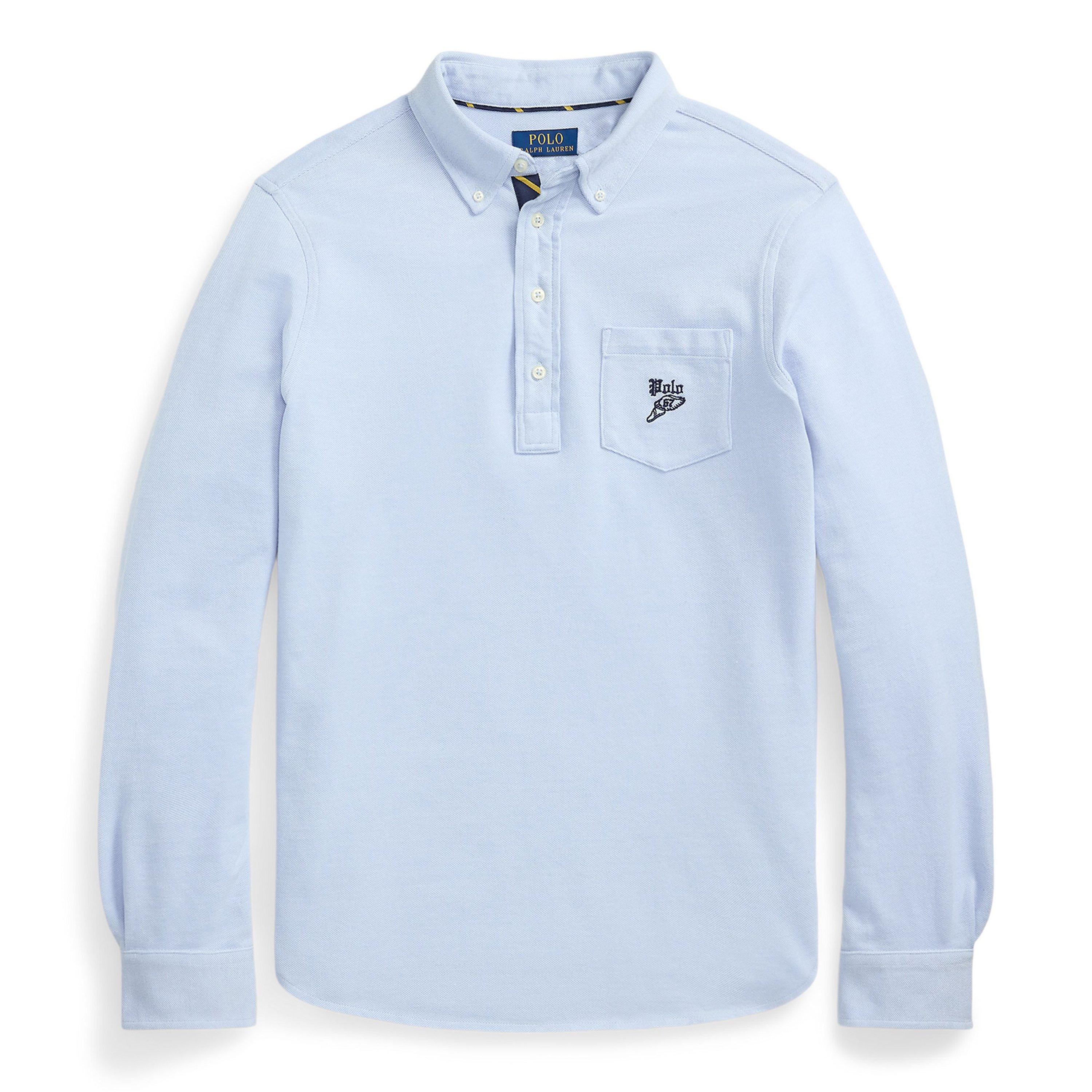 Chambray Blue - Polo Ralph Lauren - Men's Embroidered Logo Chest Pocket Long Sleeve Shirt - 1