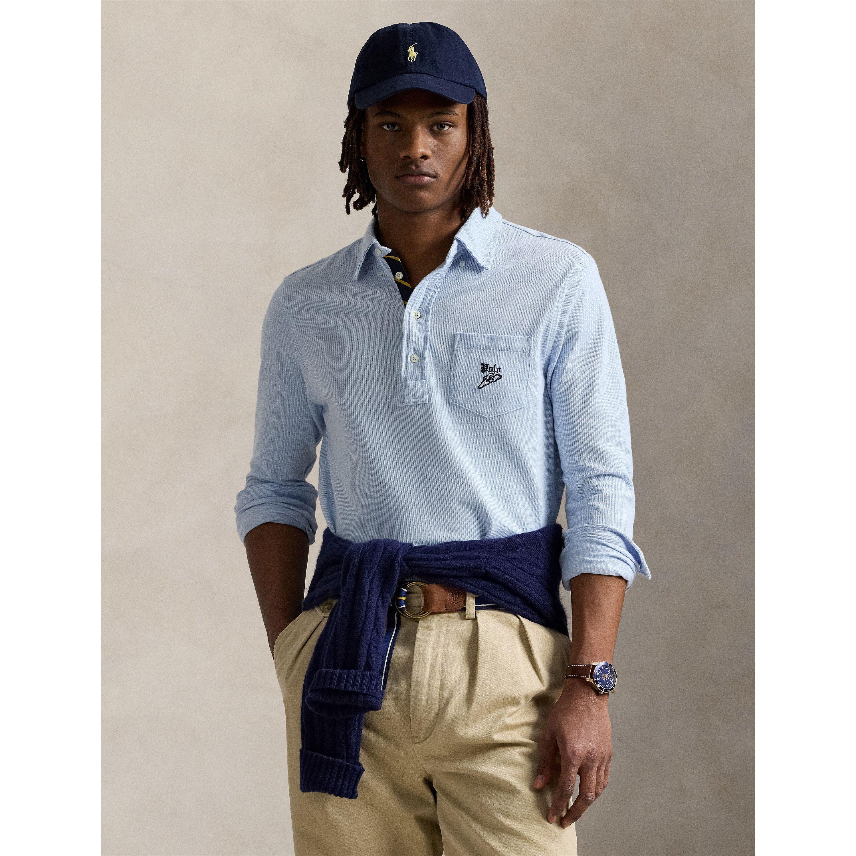 Chambray Blue - Polo Ralph Lauren - Men's Embroidered Logo Chest Pocket Long Sleeve Shirt - 3