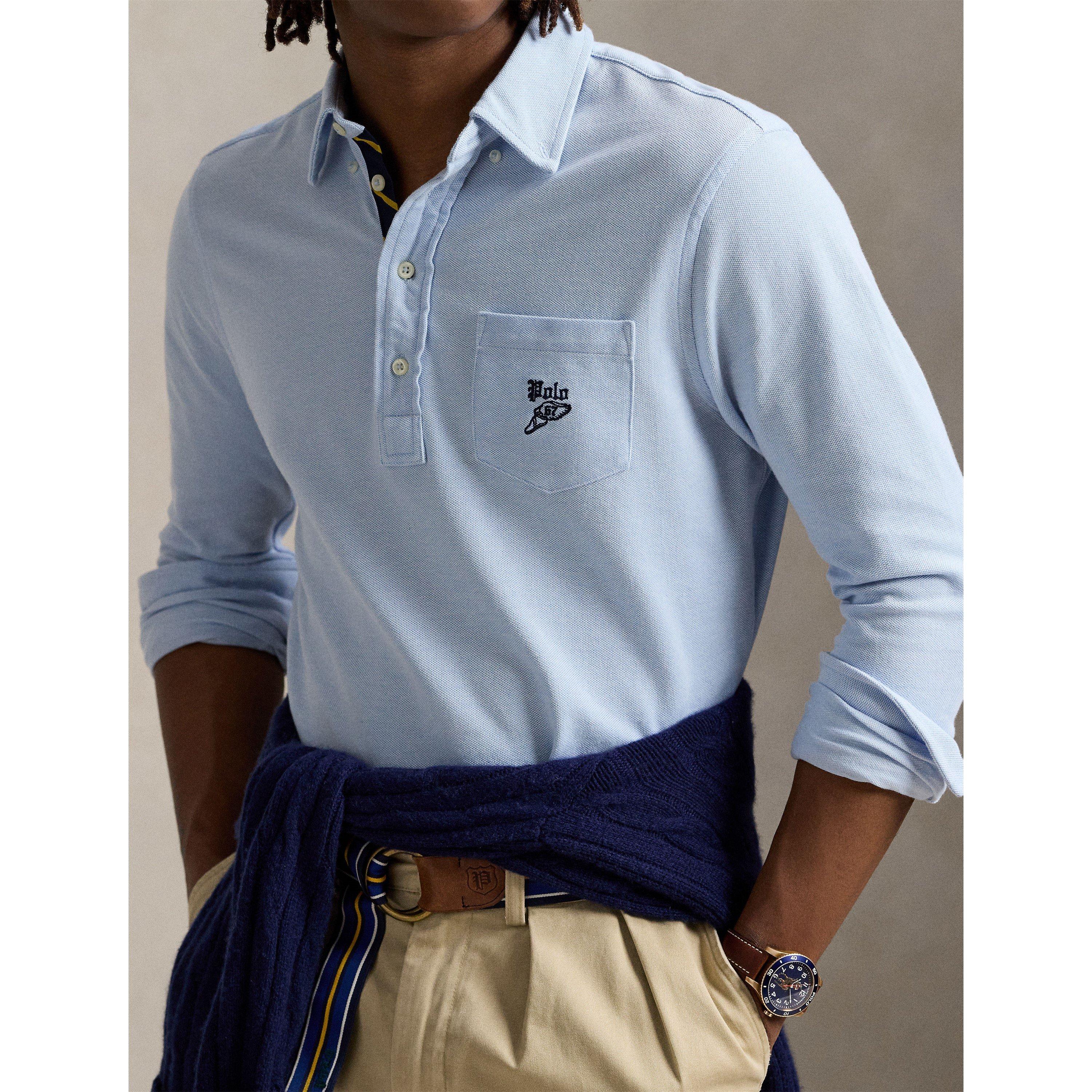 Chambray Blue - Polo Ralph Lauren - Men's Embroidered Logo Chest Pocket Long Sleeve Shirt - 5