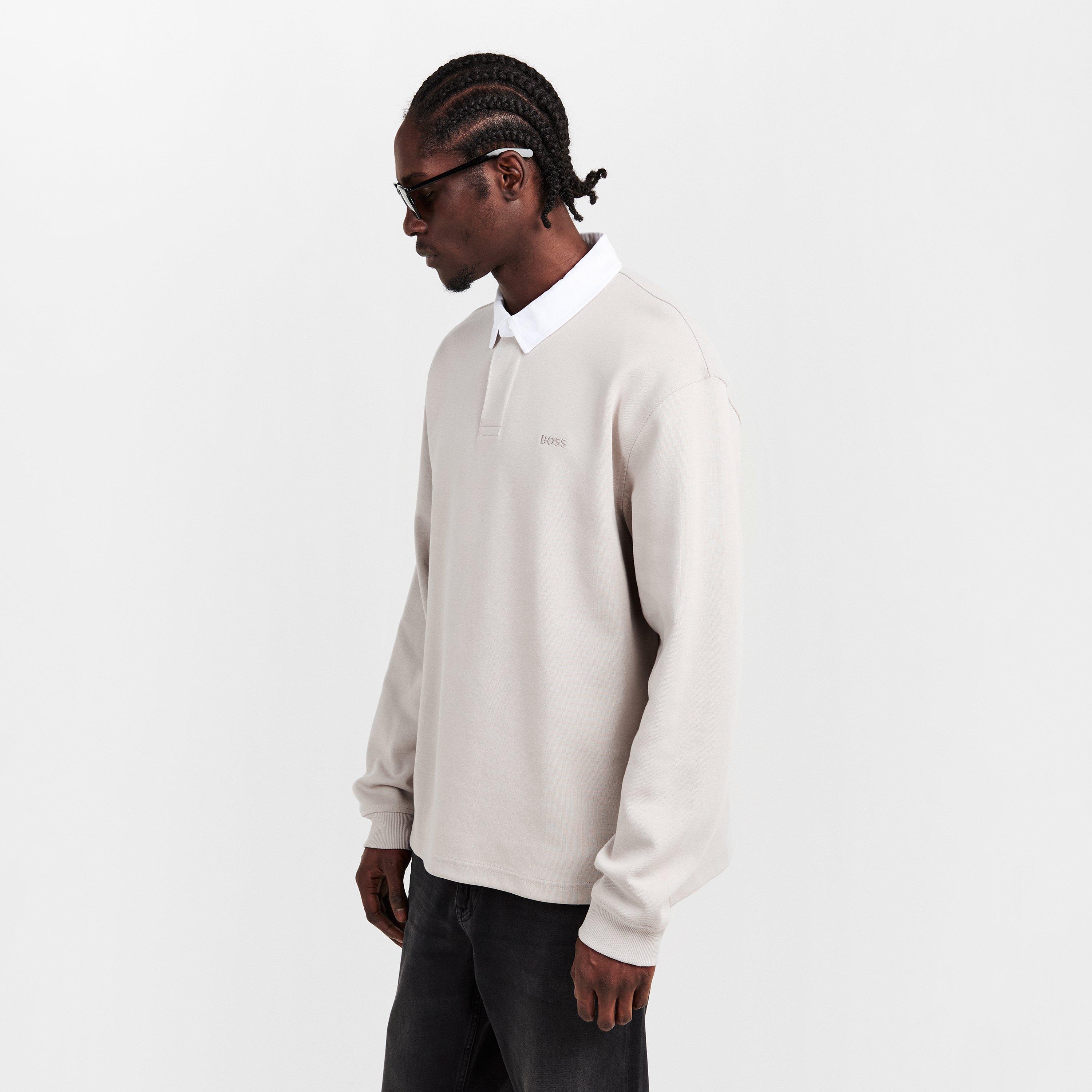 Grey 070 - Boss - Mens BOSS ORANGE Exis Long Sleeve Rugby Shirt - 3