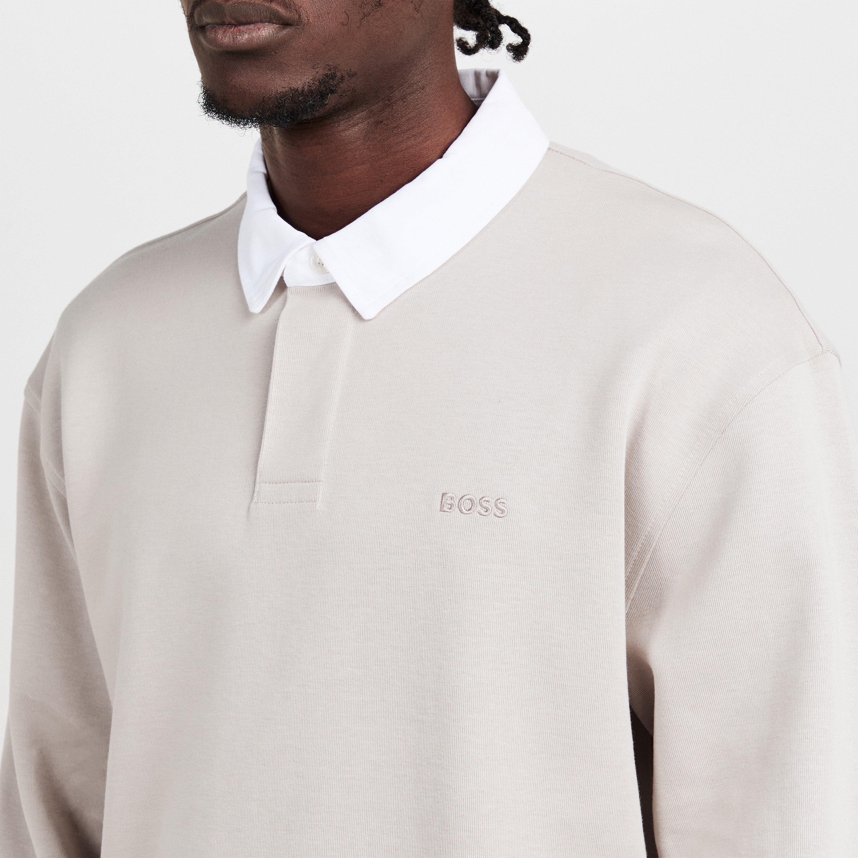 Grey 070 - Boss - Mens BOSS ORANGE Exis Long Sleeve Rugby Shirt - 5