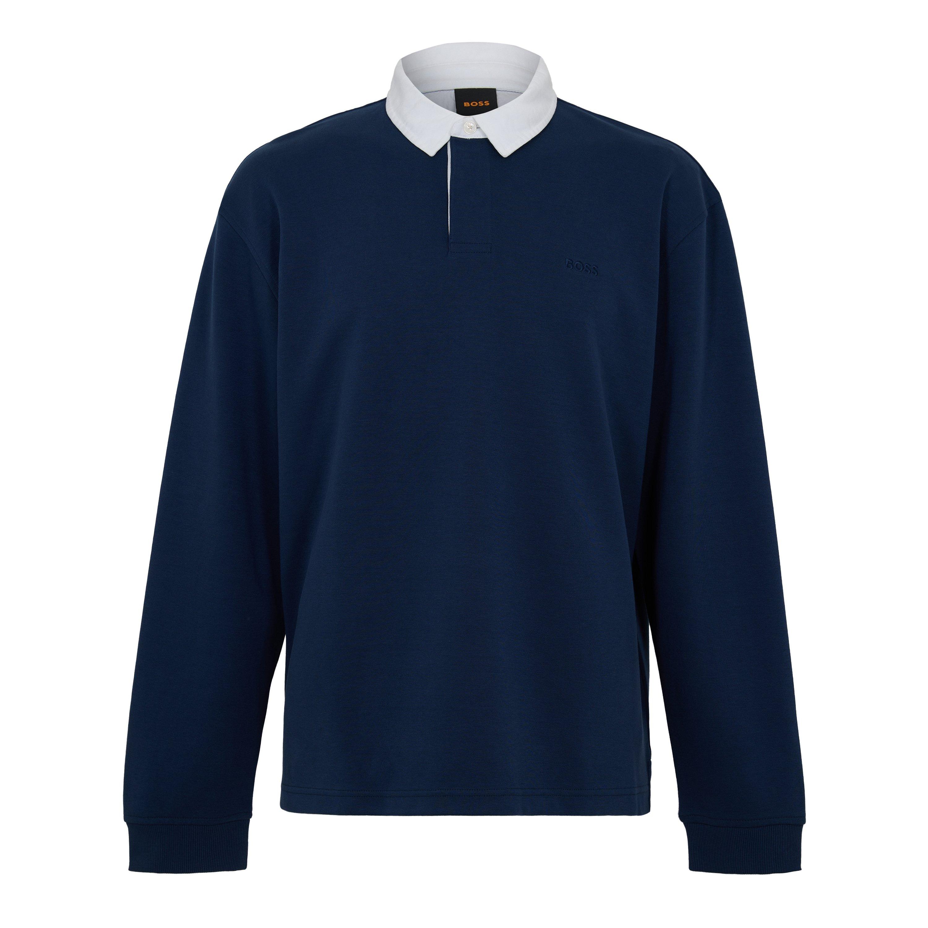 Blue 464 - Boss - Mens BOSS ORANGE Exis Long Sleeve Rugby Shirt - 1