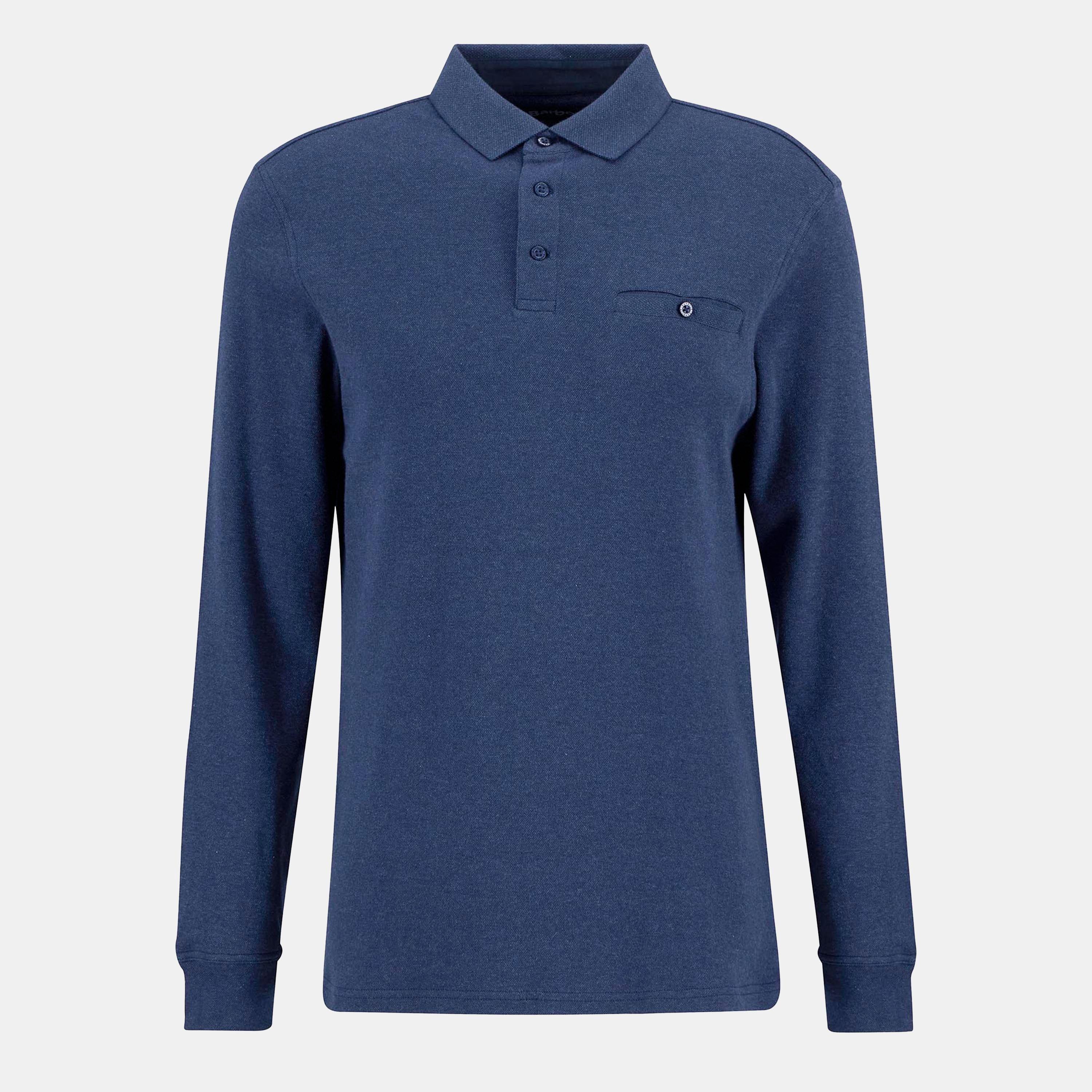 Barbour Farmwell Tailored Long-Sleeved Polo Shirt - Navy NY91 - L