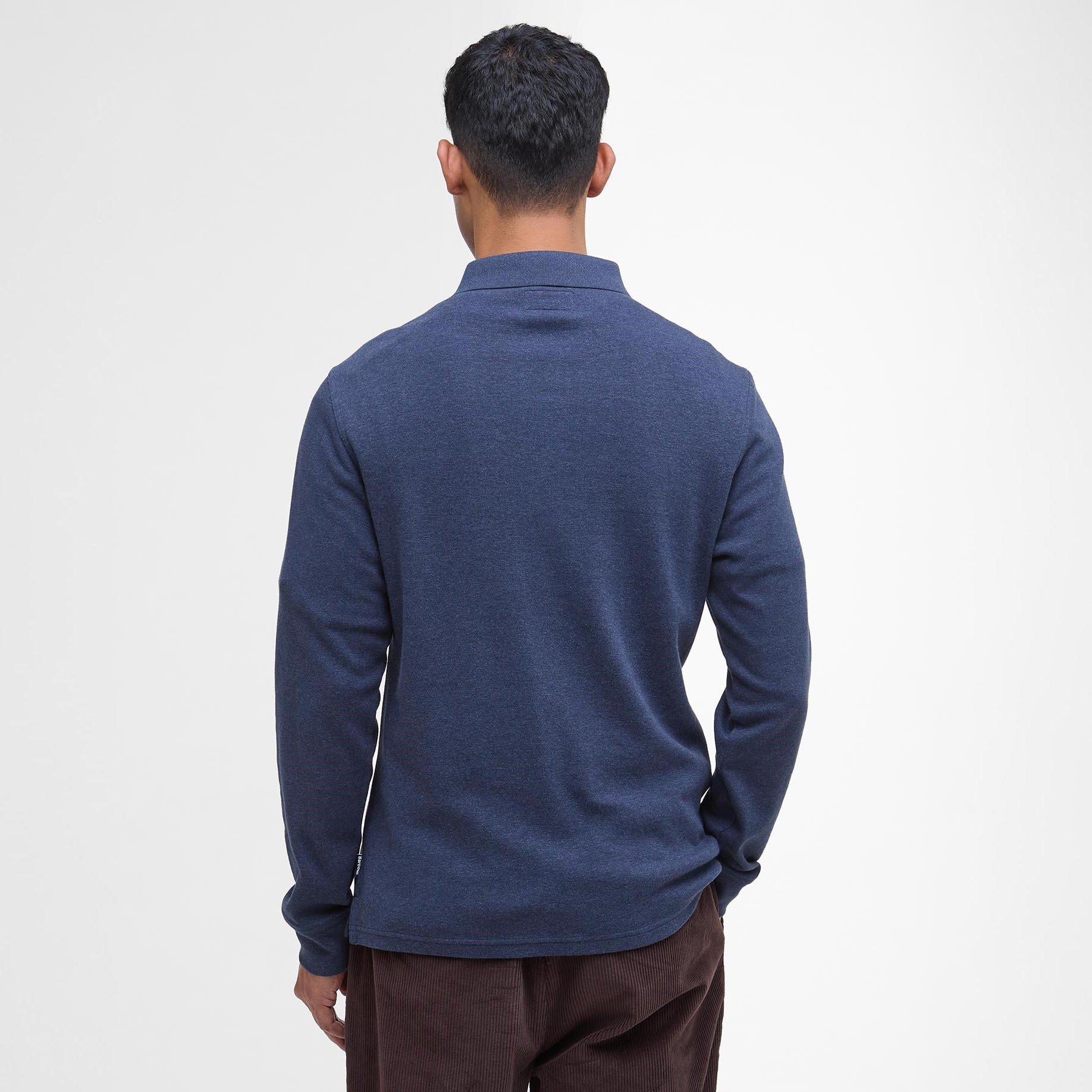 Navy NY91 - Barbour - Farmwell Tailored Long-Sleeved Polo Shirt - 3
