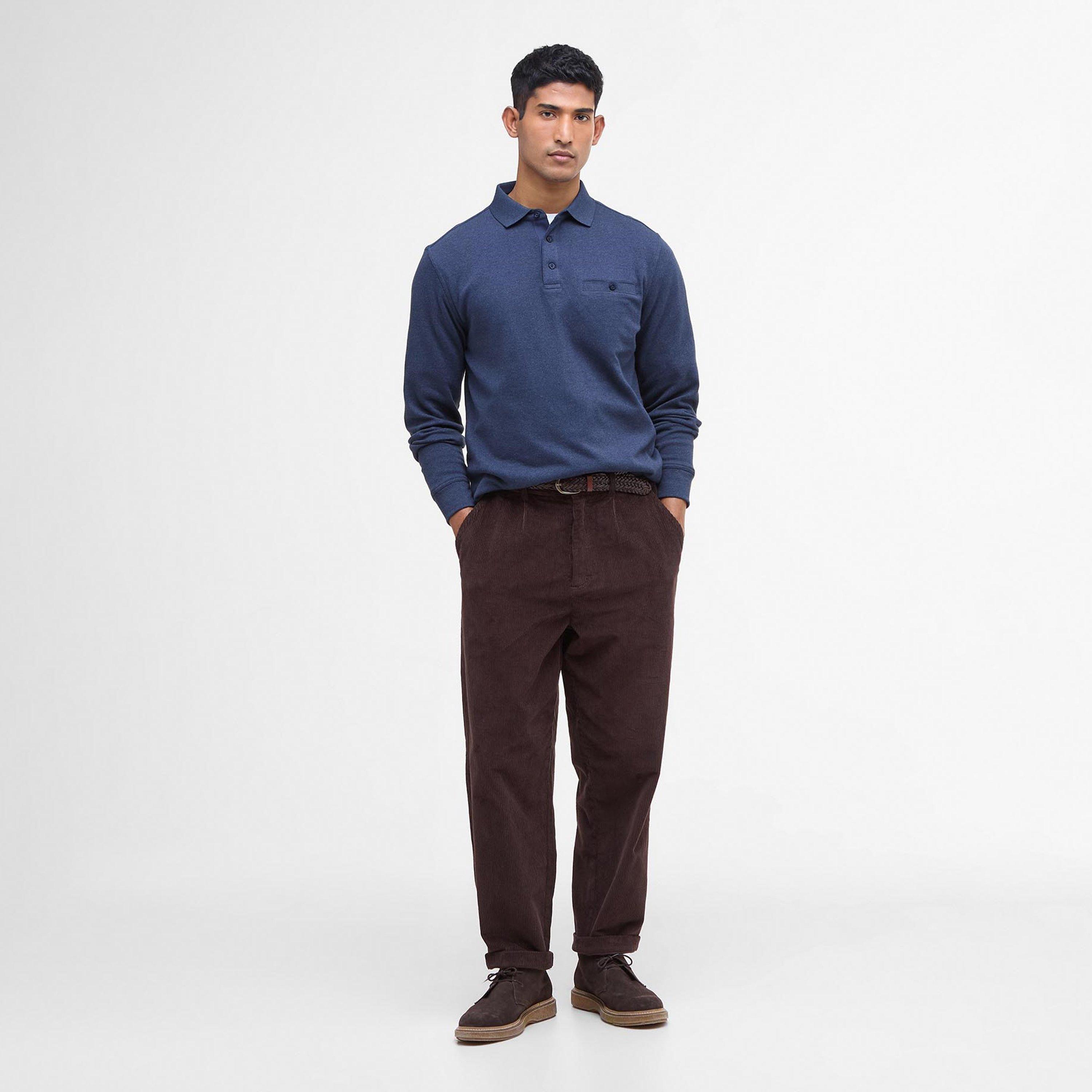 Navy NY91 - Barbour - Farmwell Tailored Long-Sleeved Polo Shirt - 6