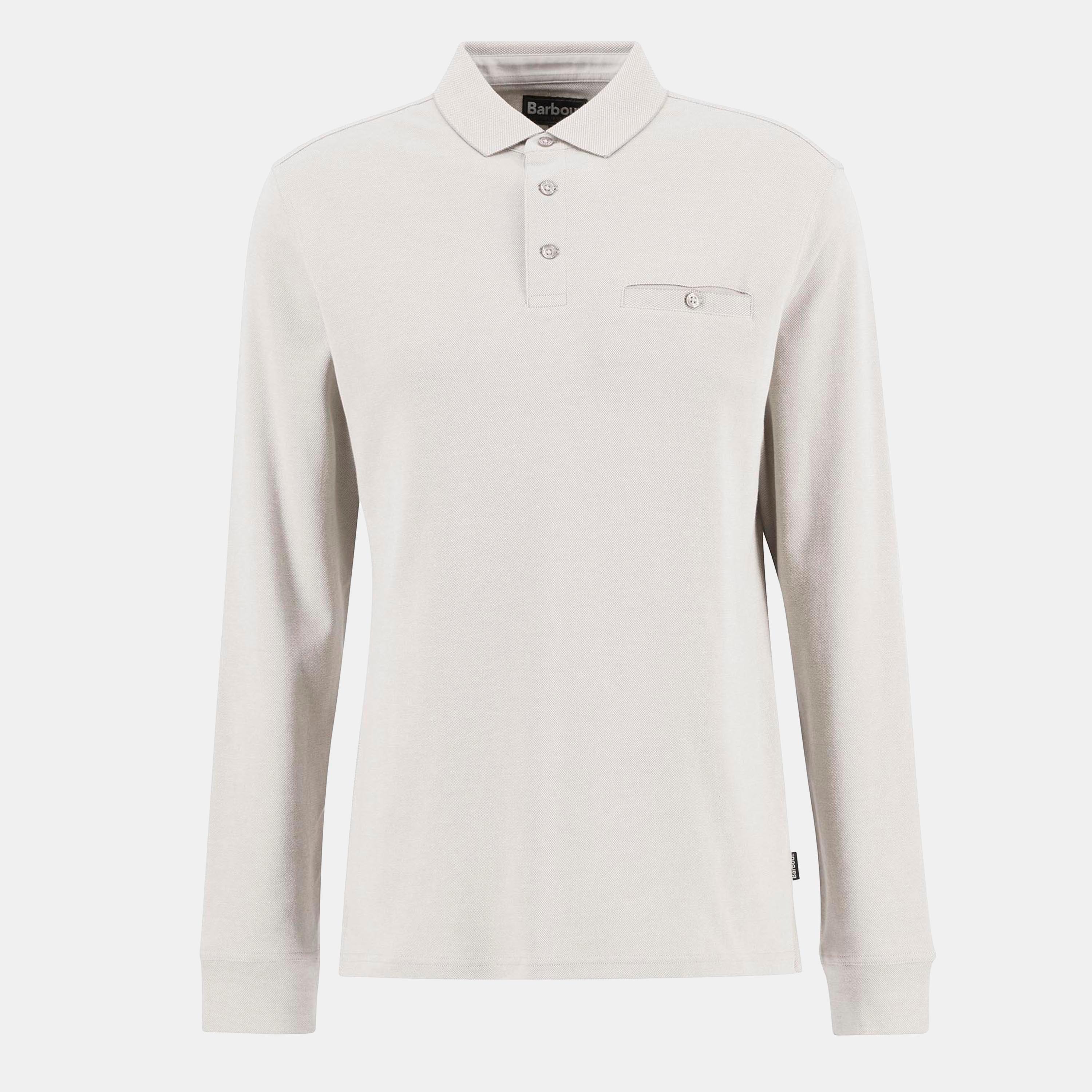 Barbour Farmwell Tailored Long-Sleeved Polo Shirt - Stone ST17 - XL