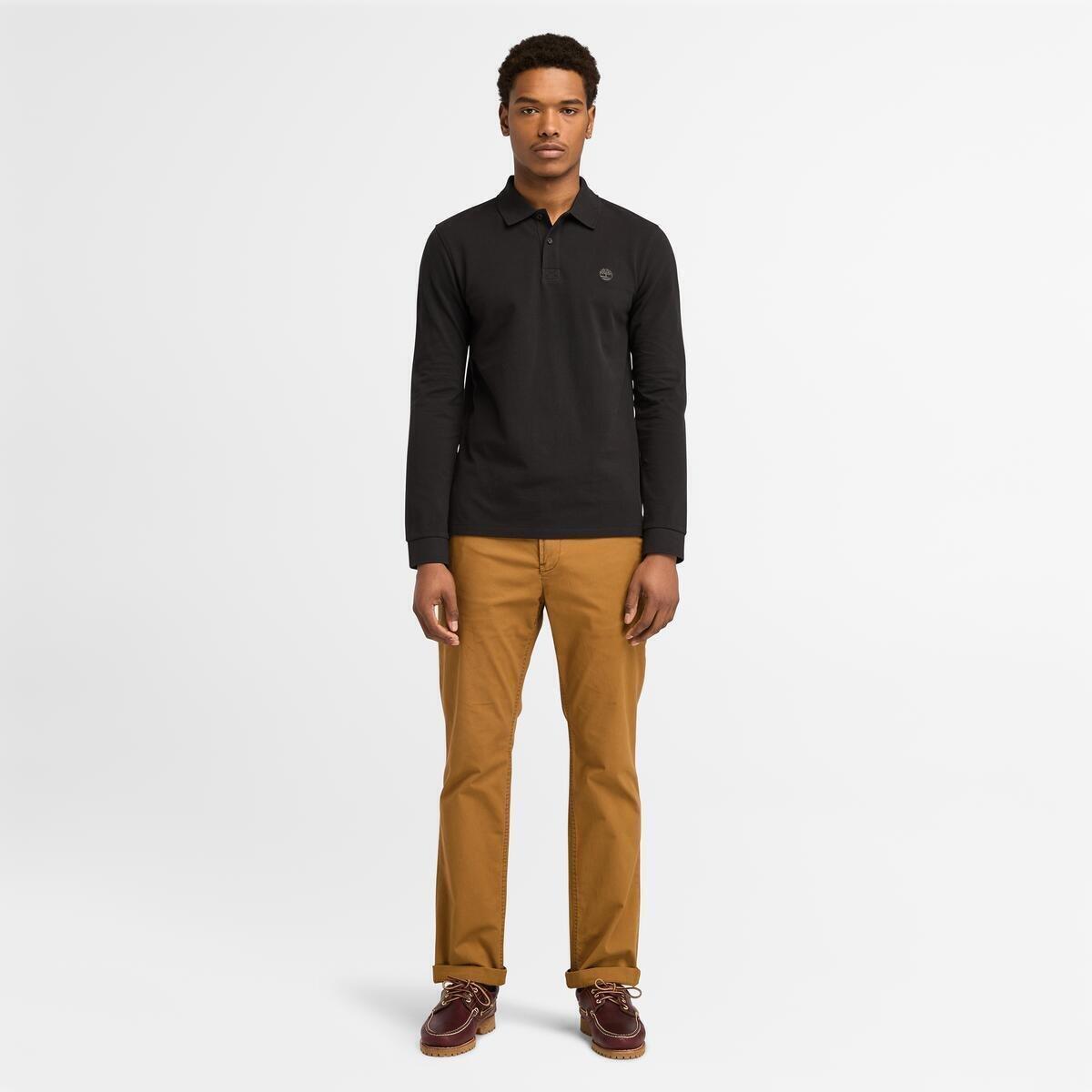 Black - Timberland - Men's Millers River Pique Long Sleeve Polo Shirt - 5