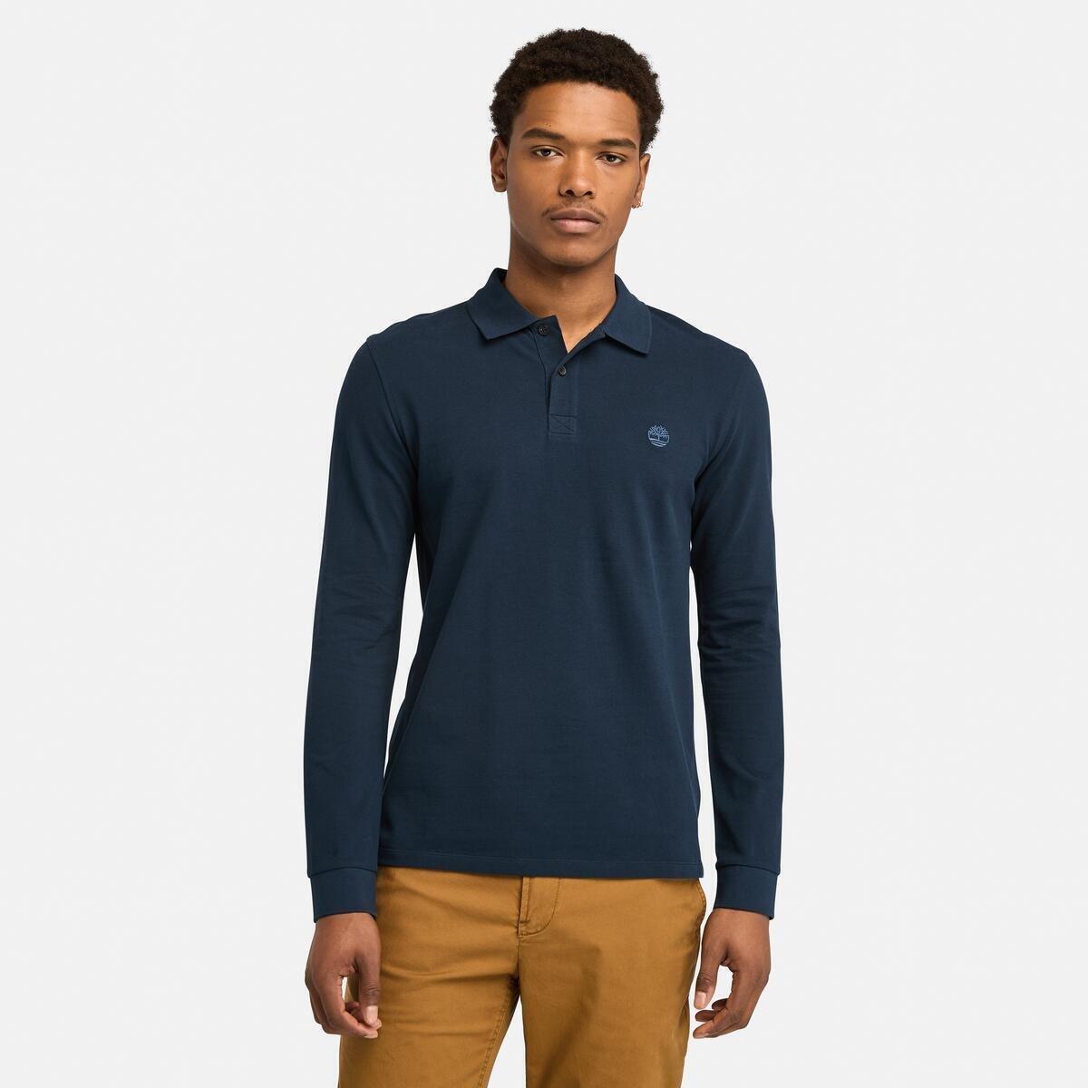 Timberland Men's Millers River Pique Long Sleeve Polo Shirt - Dark Sapphire - 2XL