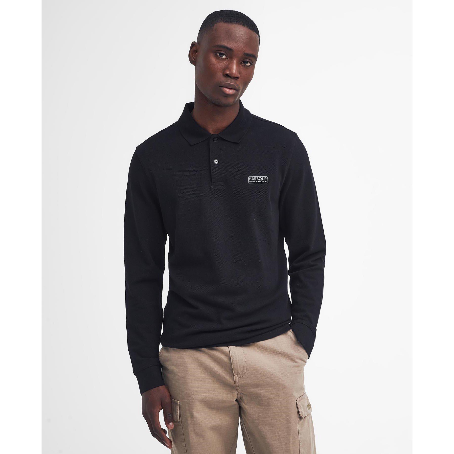 Black BK71 - Barbour International - Men's Long Sleeve Polo Shirt - 2
