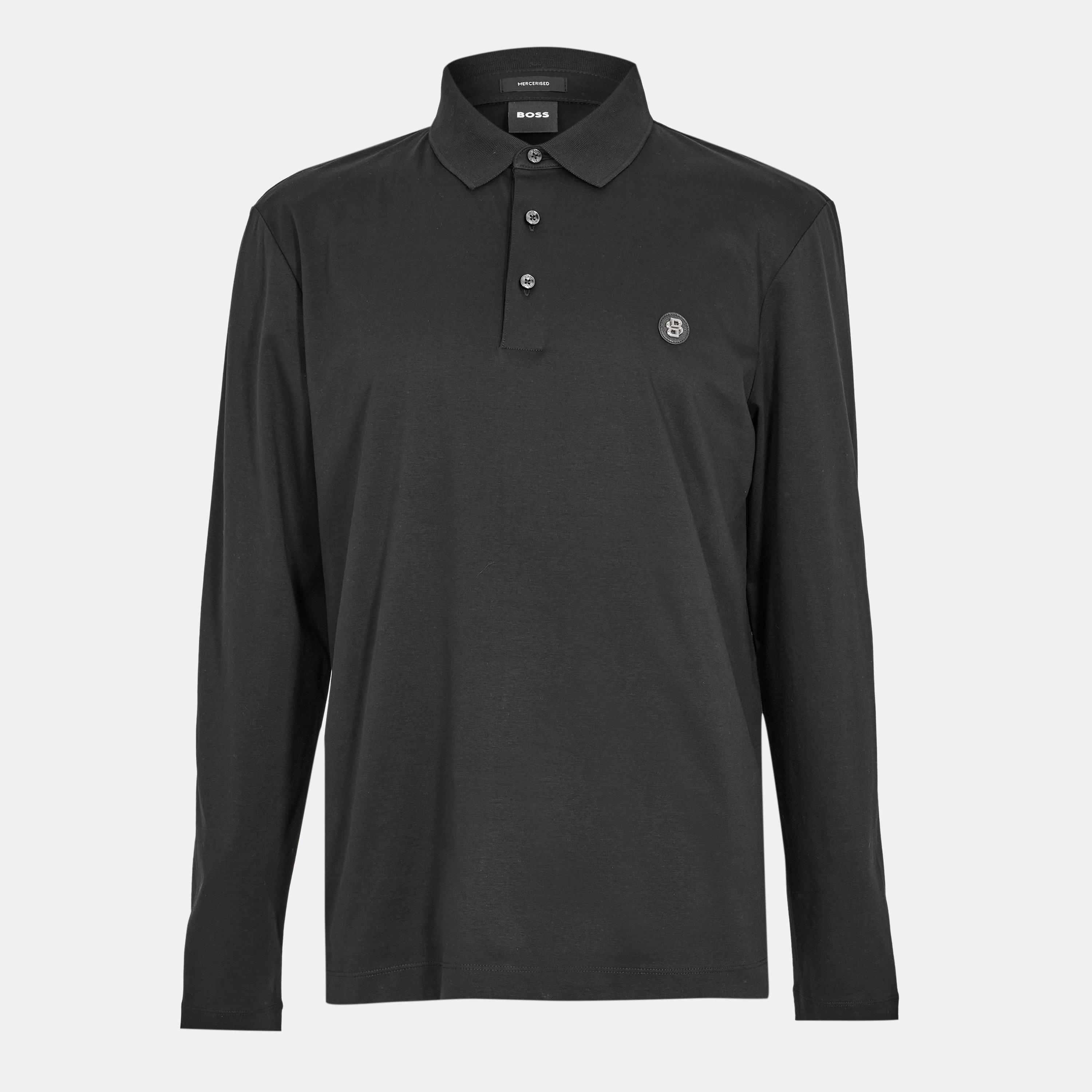 Black 002 - Boss - Men's HBB Paley Long-Sleeve Polo - 1