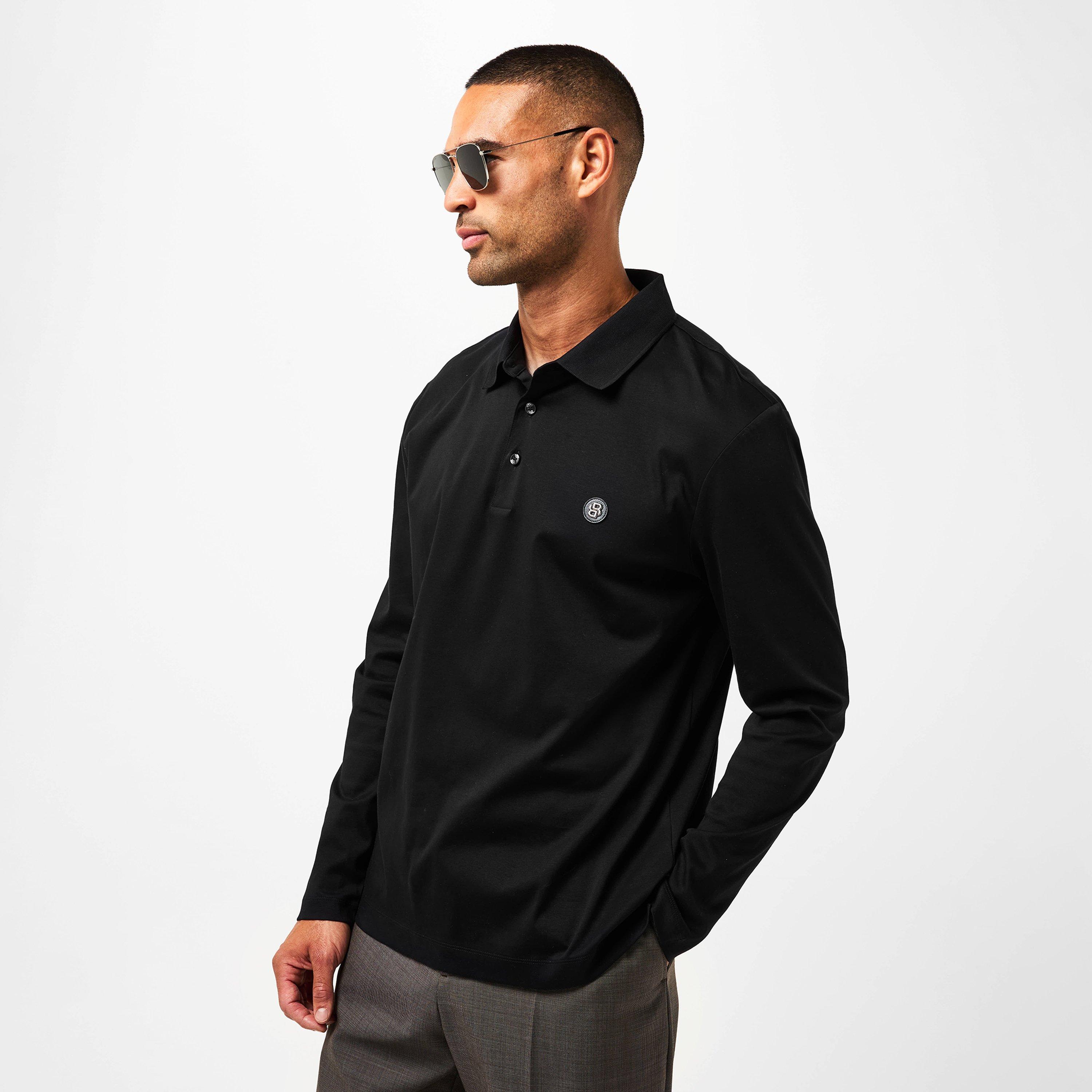 Black 002 - Boss - Men's HBB Paley Long-Sleeve Polo - 3